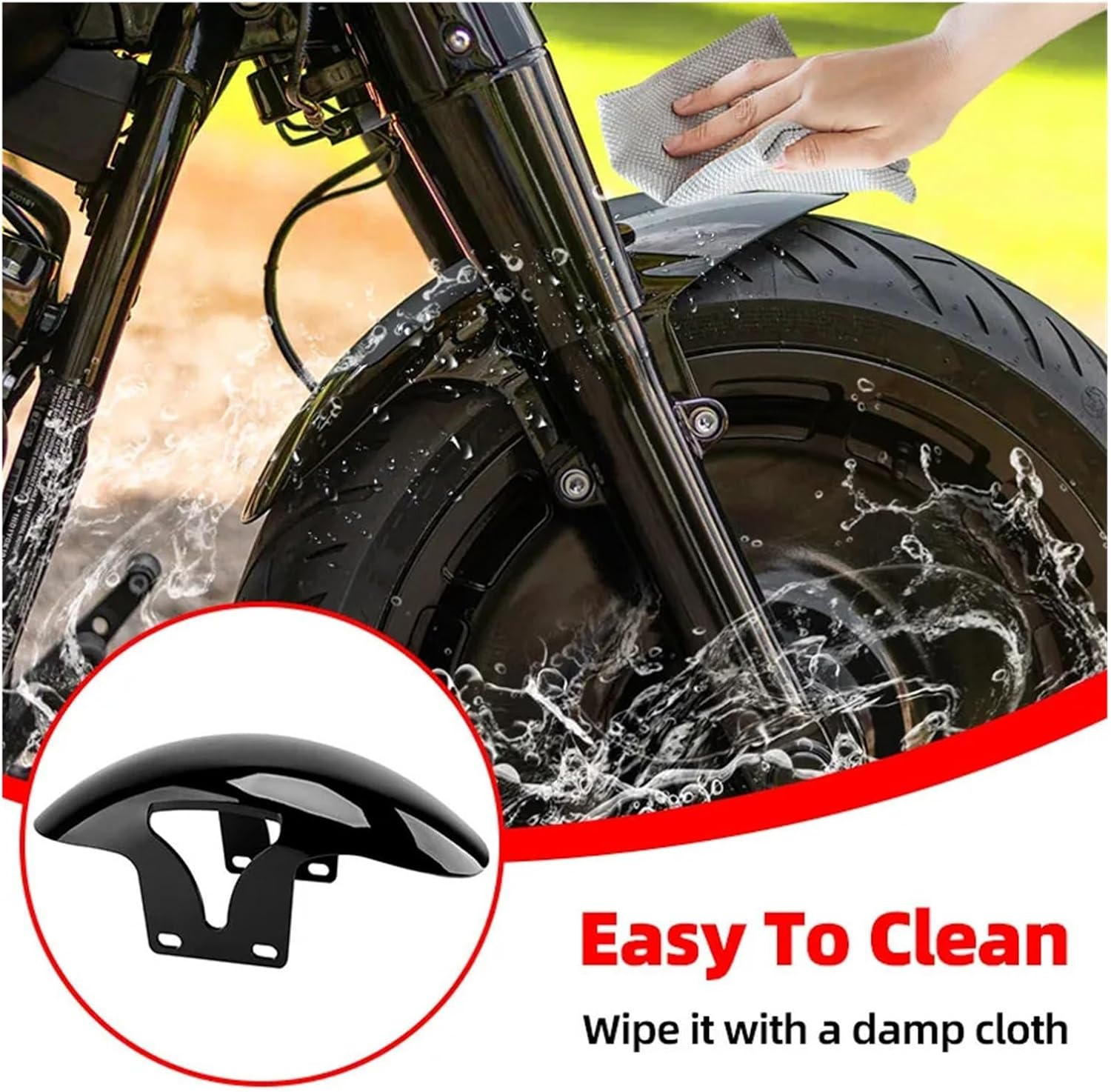 Motorcycle Gloss Black Front Fender Short Mudguards Protector Cover Compatible with Harley Softail M8 Fatboy FLFBS FLFB 2018-Up image number 3