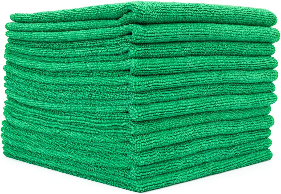 The Rag Company - All-Purpose Microfiber Terry Cleaning Towels - Commercial Grade, Highly Absorbent, Lint-Free, Streak-Free, Kitchens, Bathrooms, Offices, 300Gsm, 16In X 16In, Grey (12-Pack)
