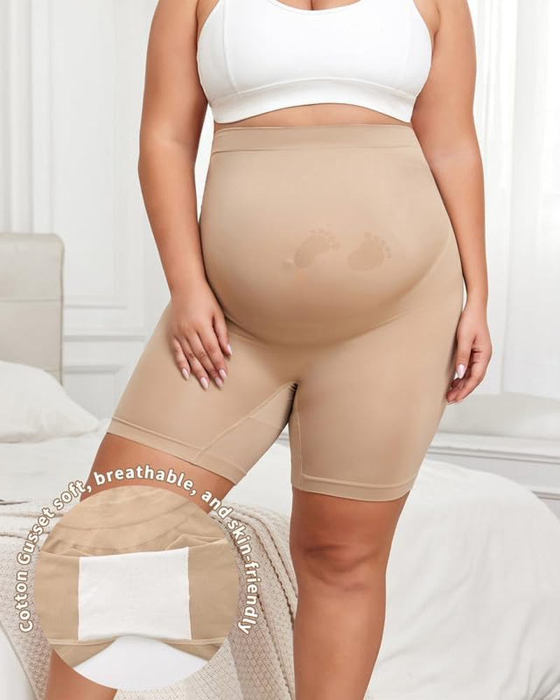 Maternity Shapewear for under Dresses over Belly Pregnancy Underwear Mid-Thigh High Waist Shorts Panties for Baby Shower image number 6