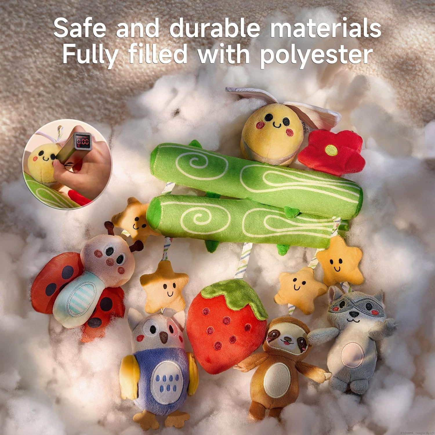 TUMAMA Baby Toys 0 3 6 12 Months, Soft Hanging Stroller Toys Potted Plant Crib Car Seat Toys, Infant Newborn Crinkle Infant Rattles with Squeaky Sensory Developmental Toy image number 1