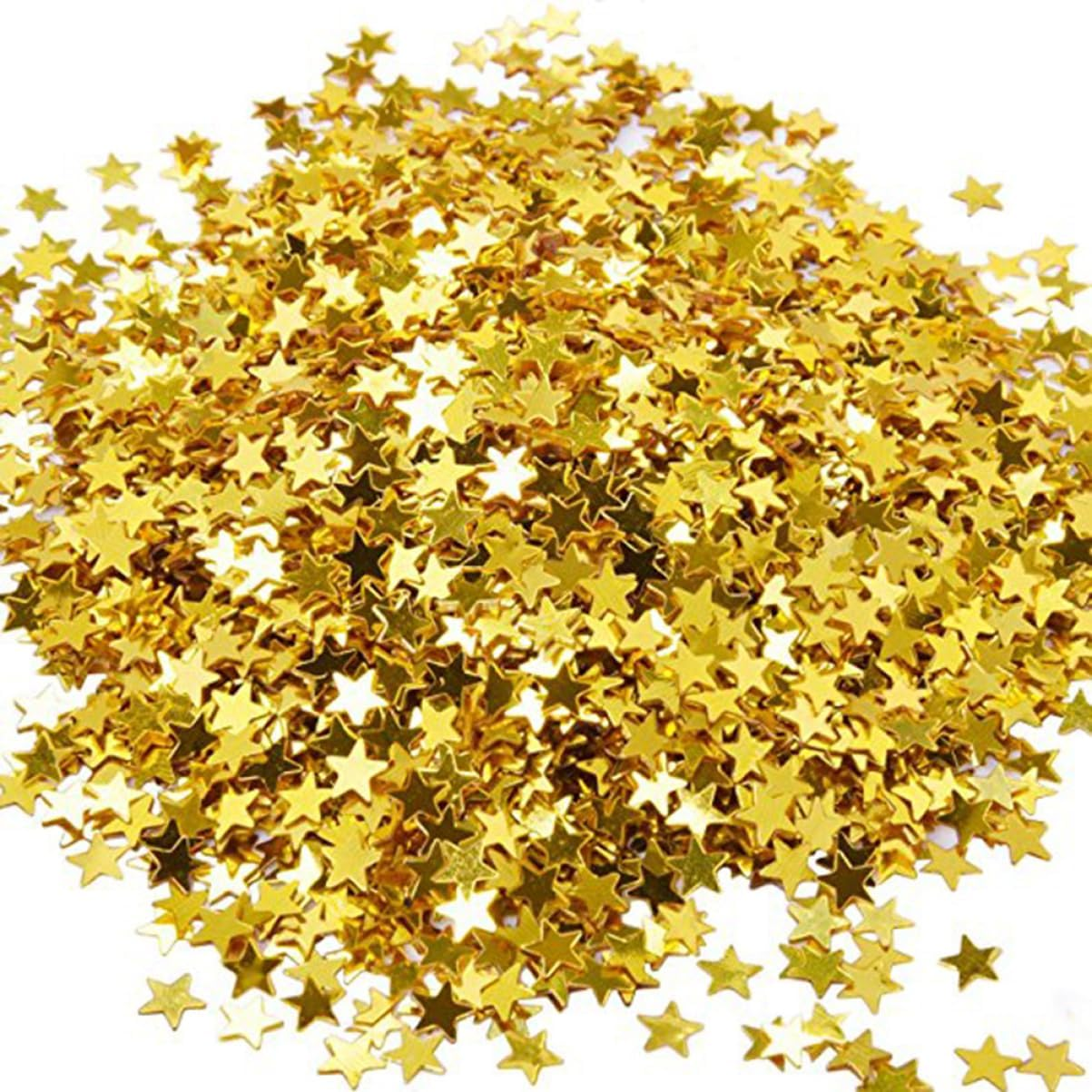 KOMBIUDA 6000Pcs Golden Star Confetti Glitter Metallic Foil Shavings for Table Decorations Weddings Parties DIY Crafts Smooth Flame Retardant Plastic Pack image number 3
