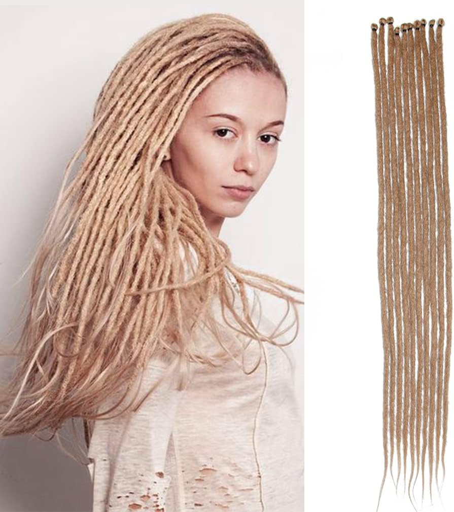 20 Inch Thin 0.6 Cm Dreadlocks Extensions Single Ended 15 Strands/Pack Soft Synthetic Faux Dreads Reggae Crochet Braided Dread Extensions (Single Ended, Se-Light Grey) image number 6