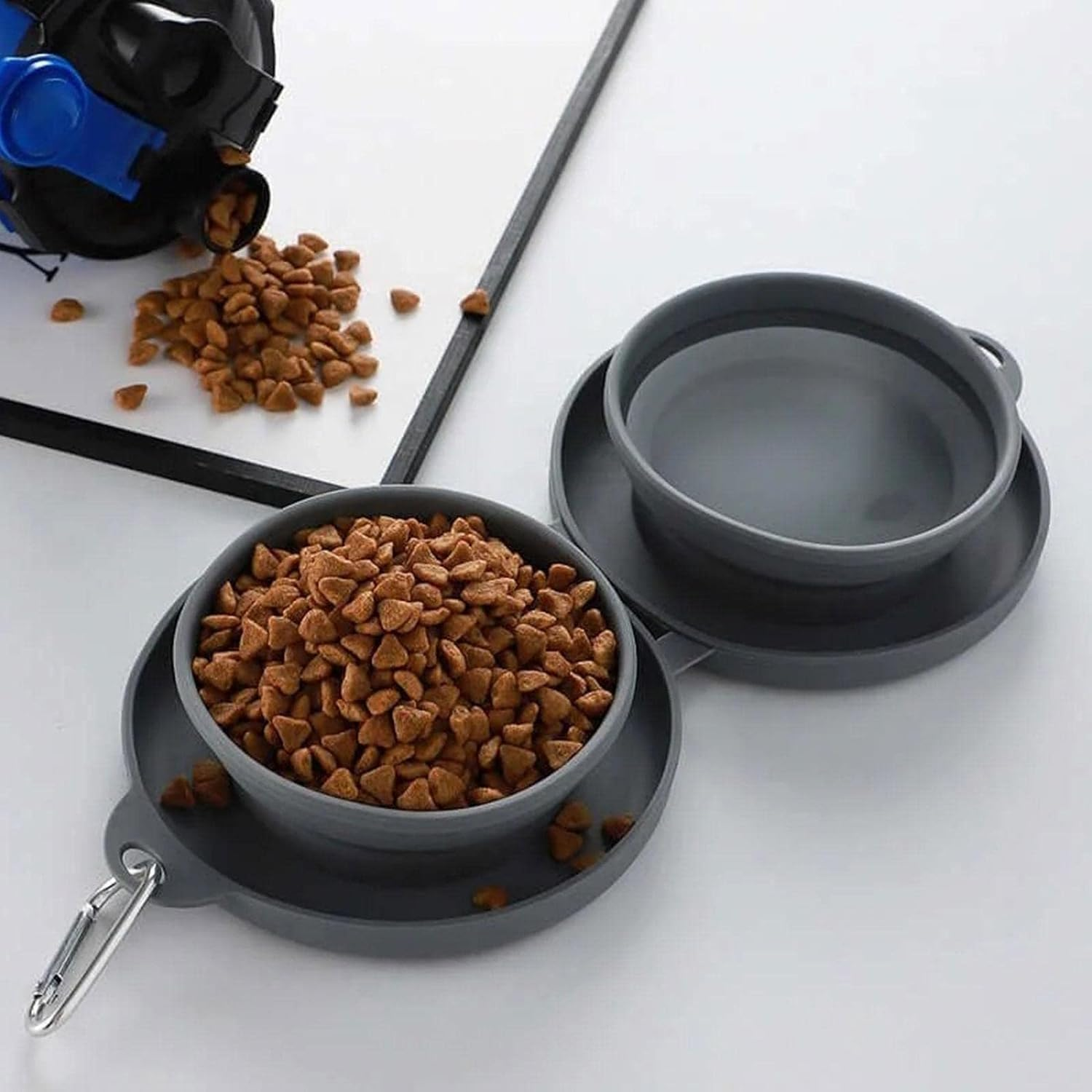 Foldable Dog Bowl Double Bowls for Pet Outdoor Travel Portable Feeders Dog Collapsible Water Food A1W3 Feeder image number 5