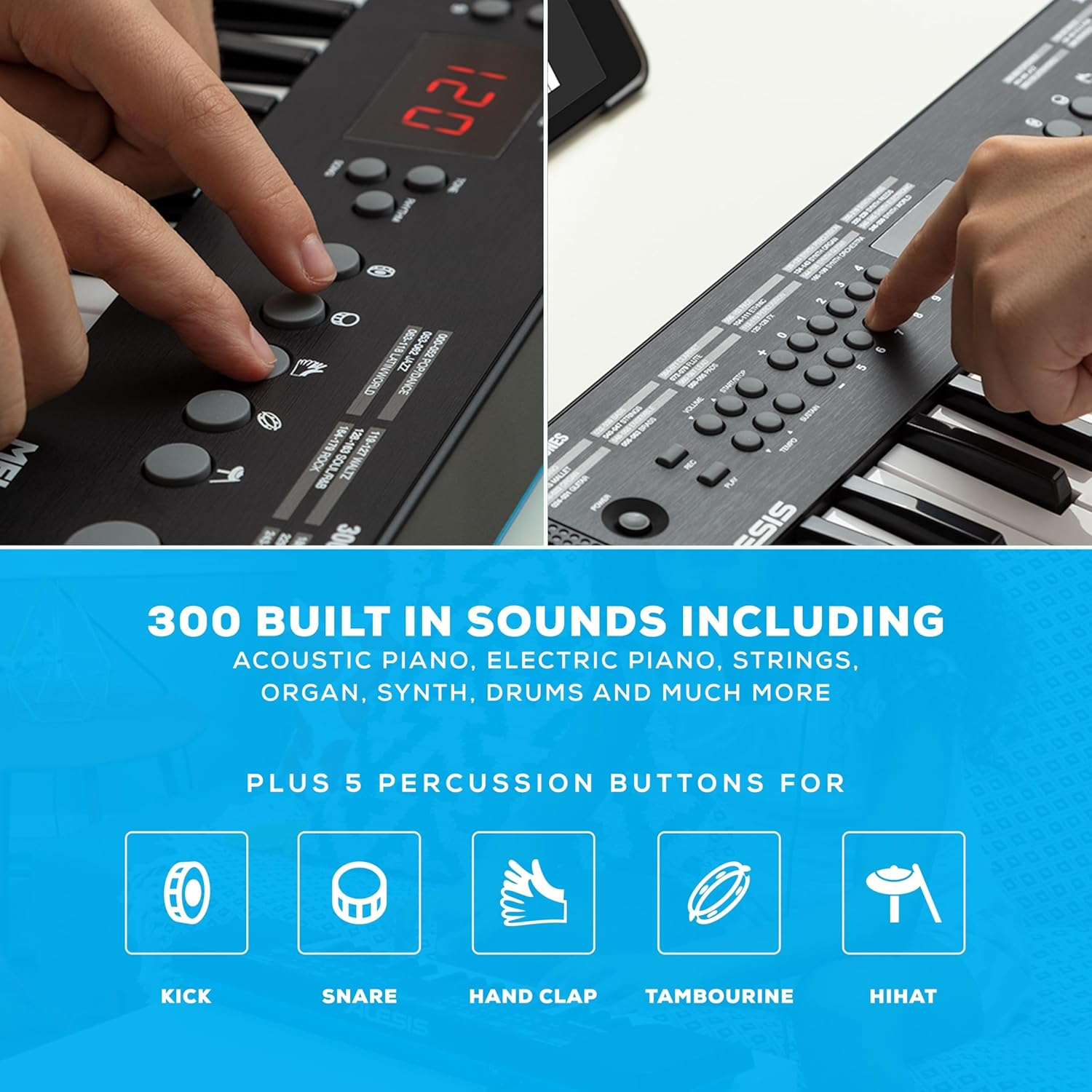 Alesis Melody 32 &ndash; Portable 32 Key Mini Digital Piano Keyboard with Built-In Speakers, 300 Built-In Sounds, 40 Demo Songs, USB-MIDI Connectivity Black image number 3