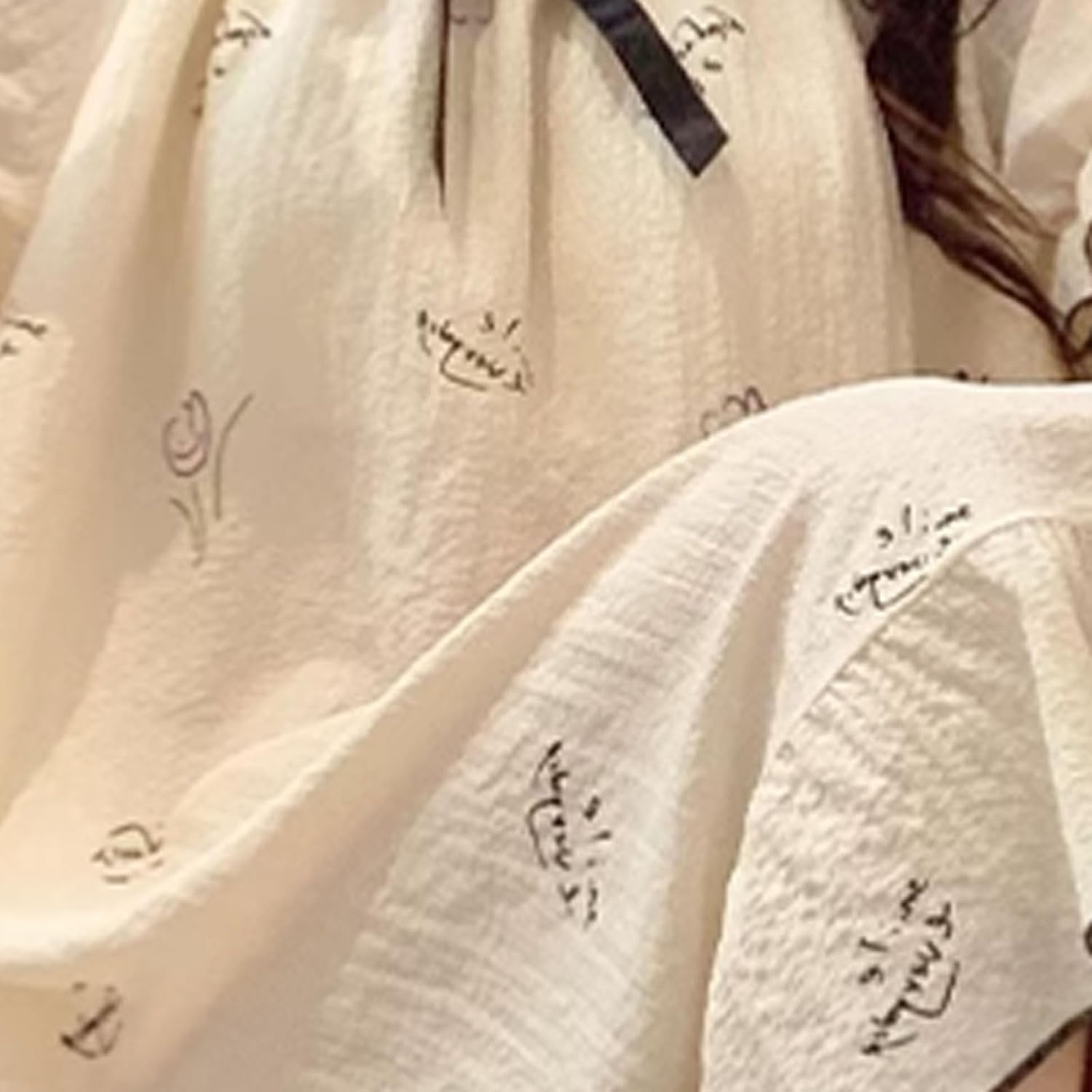 Polyester Fiber Nightgown Short-Sleeved Nightdress with Chest Pads Mid-Length Loose Nightgown Can Be Worn Outside image number 4