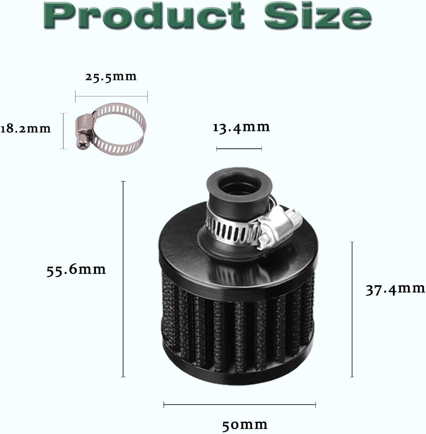 2Pcs Air Filter Breather, 12Mm Turbo Air Intake Vent Filter Cleaner for Car and Motorcycle image number 5