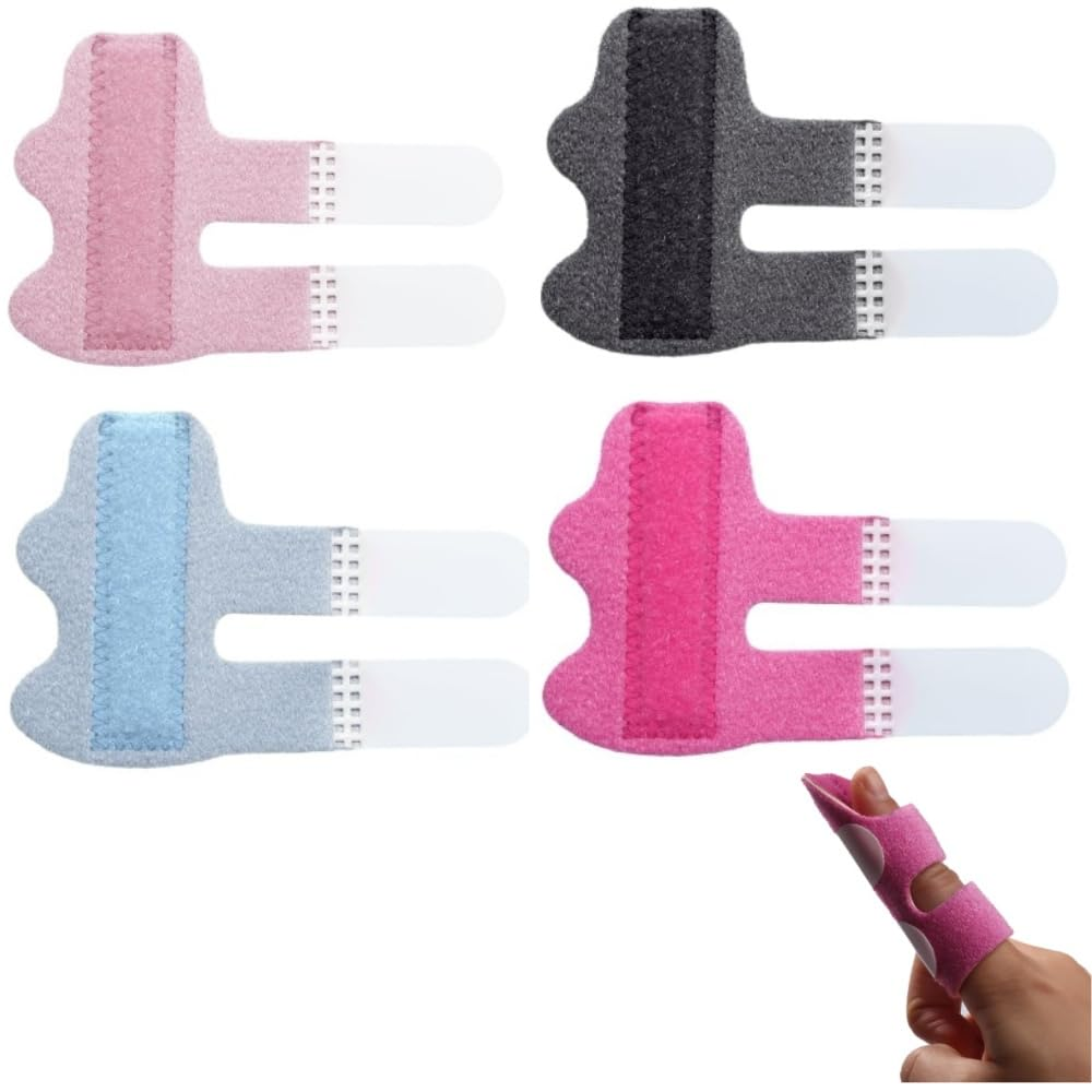 Fabselection 4Pcs Finger Splints, Finger Straightening Brace for Arthritis Finger Support for Trigger Broken and Strained Fingers (4, Pale Pink+Dark Gray+Red+Azure) image number 5