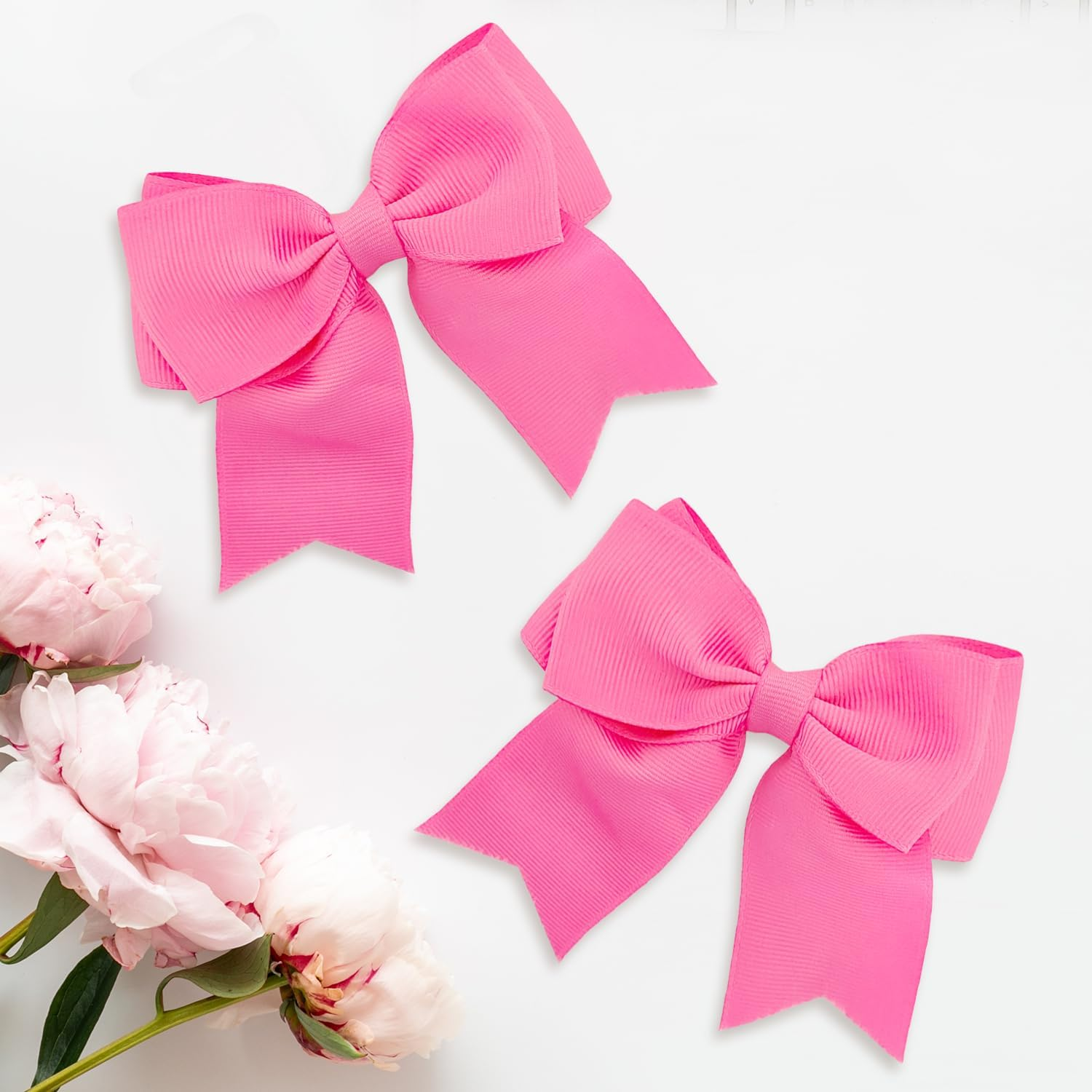 Set of 2 Satin Hair Clips with Big Bows for Girls Dark Pink image number 1