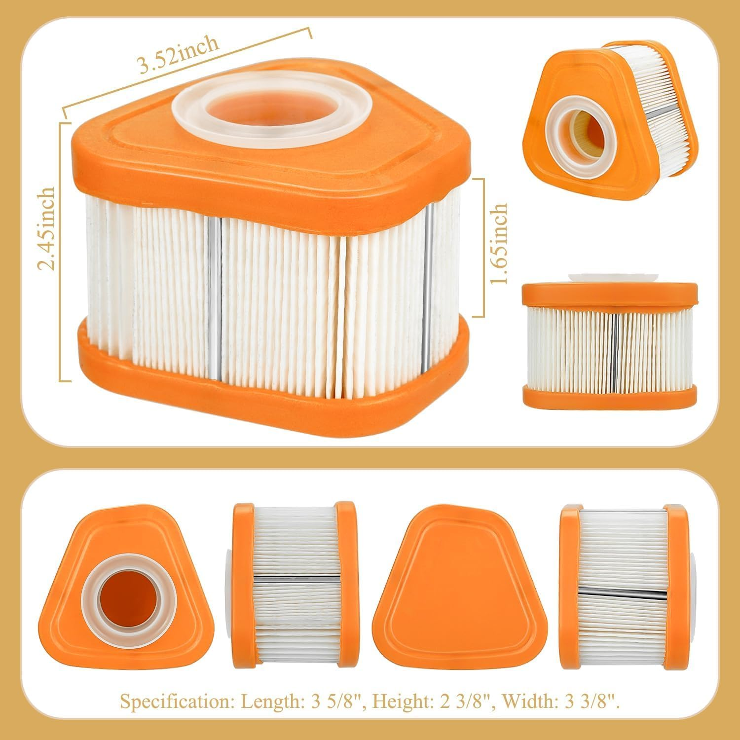 (2-Pack) High Performance Air Filter 595853 for Briggs & Stratton 115P02,115P05,123P02,123P07 Replaces 595853 597265 597266 Lawn Mower Engine Replacement Parts image number 6