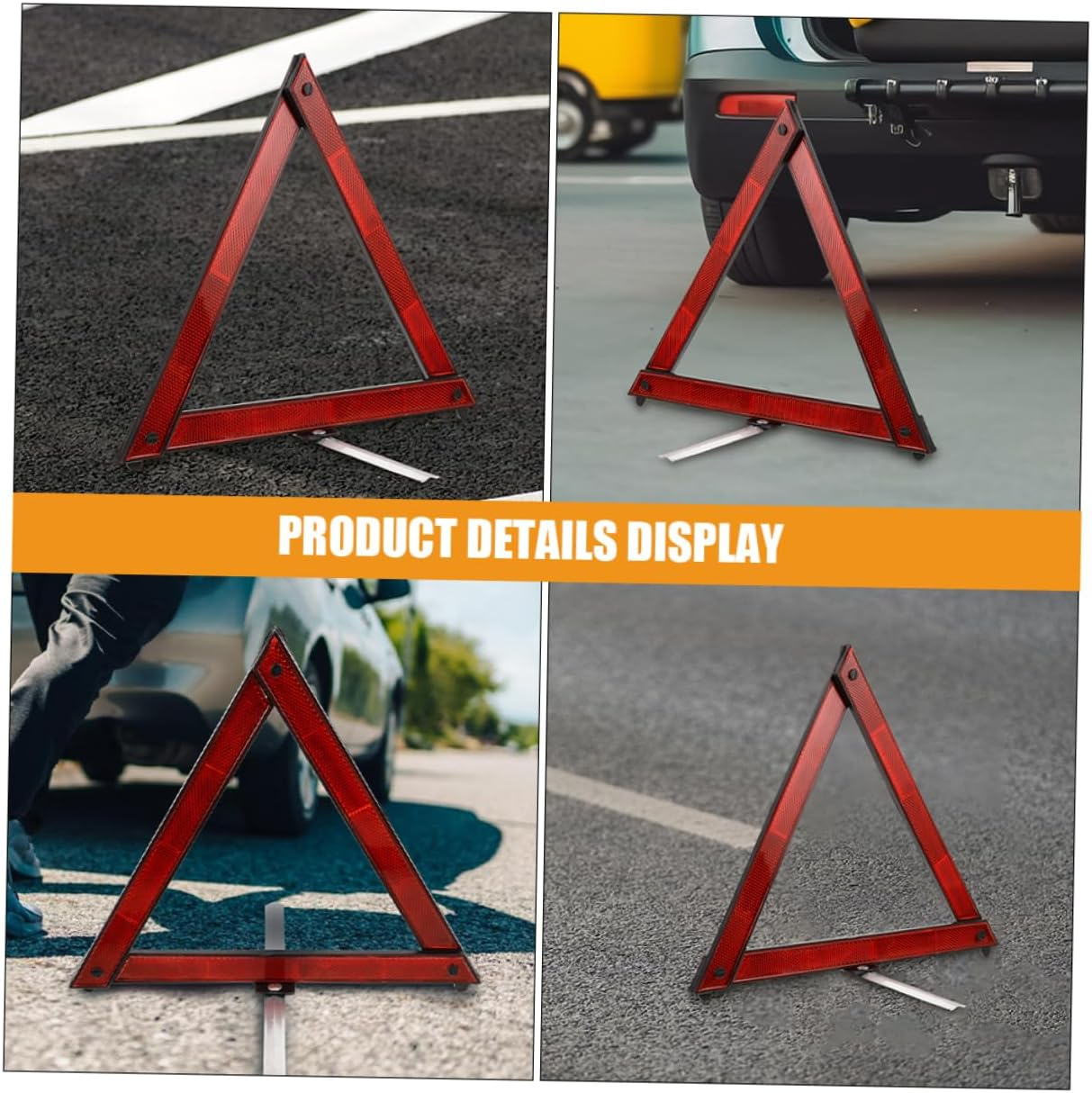 ABOOFAN 5Pcs Reflective Emergency Warning Triangles Foldable Roadside Safety Kit for Vehicles Traffic Safety Equipment for Roadside Assistance and High Visibility Reflective Material image number 1