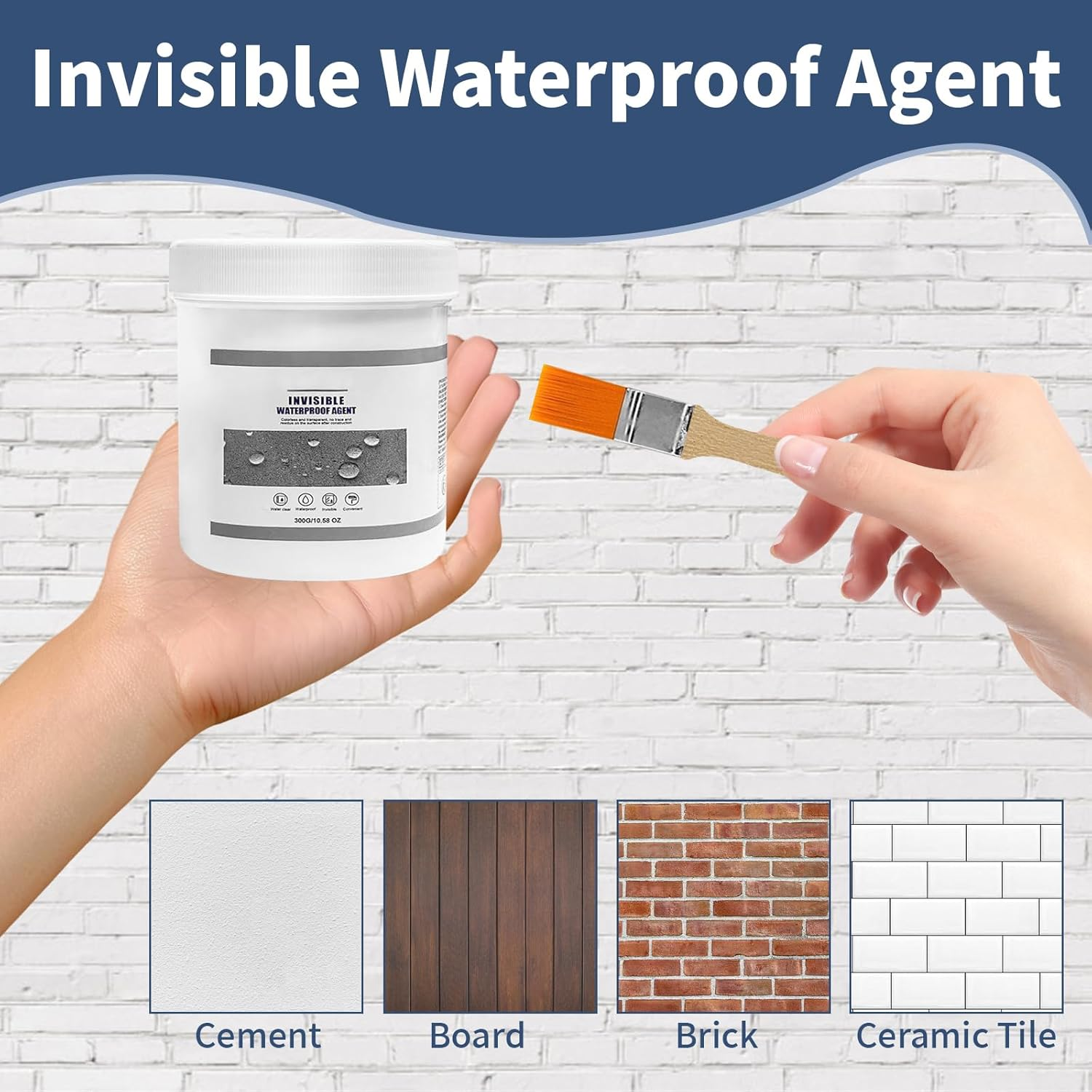 Transparent Waterproof Coating, Waterproof Sealant, Invisible Waterproof Agent, Suitable for Waterproofing and Anti-Seepage on Concrete and Ceramic Tile Surfaces(10.58 Oz) image number 4