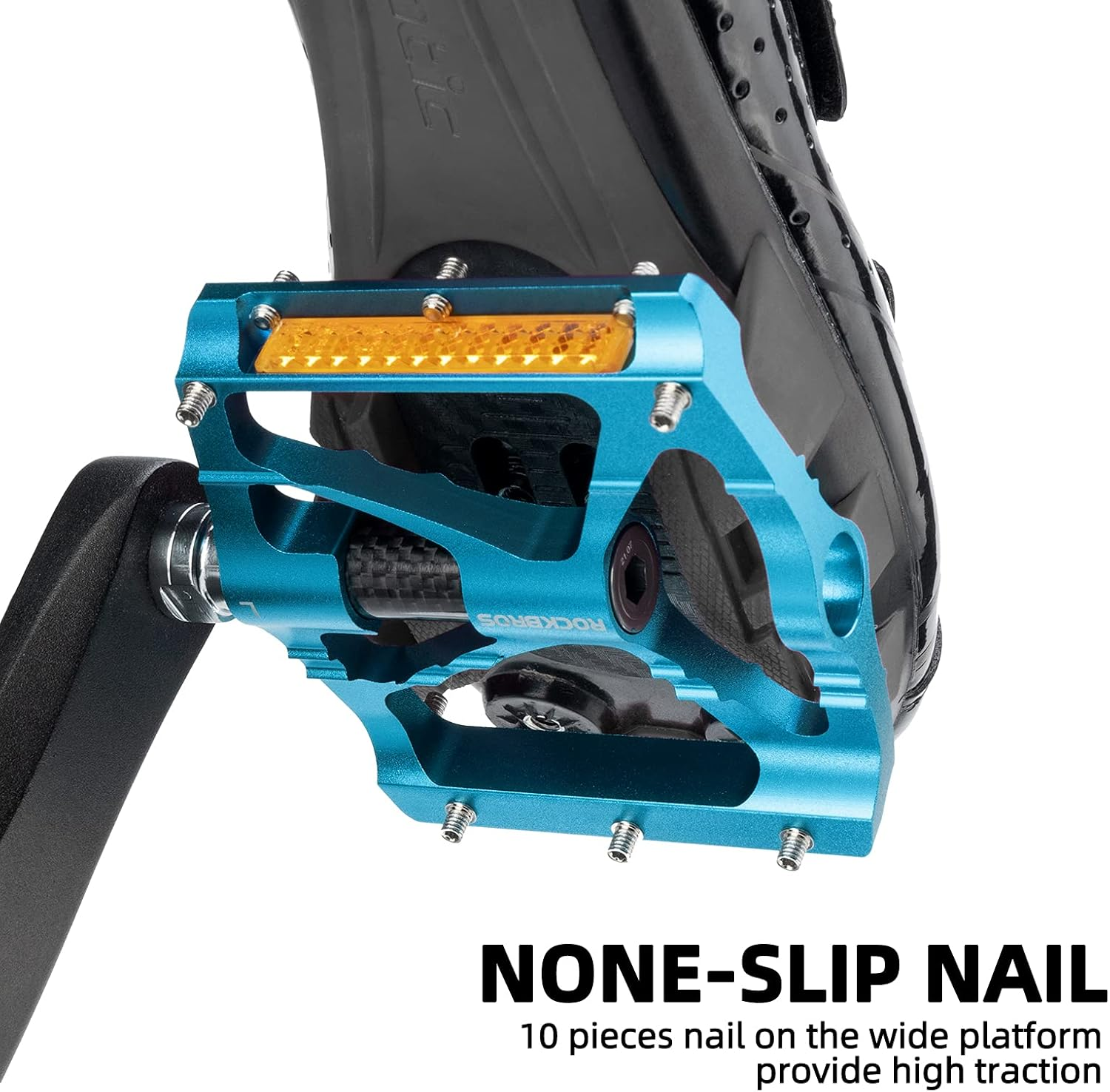 ROCKBROS Mountain Bike Pedals MTB Pedals with Reflector Aluminum Bike Platform Pedals 9/16 Road Bicycle Pedals for Adults Sealed Bearing Lightweight Cycling