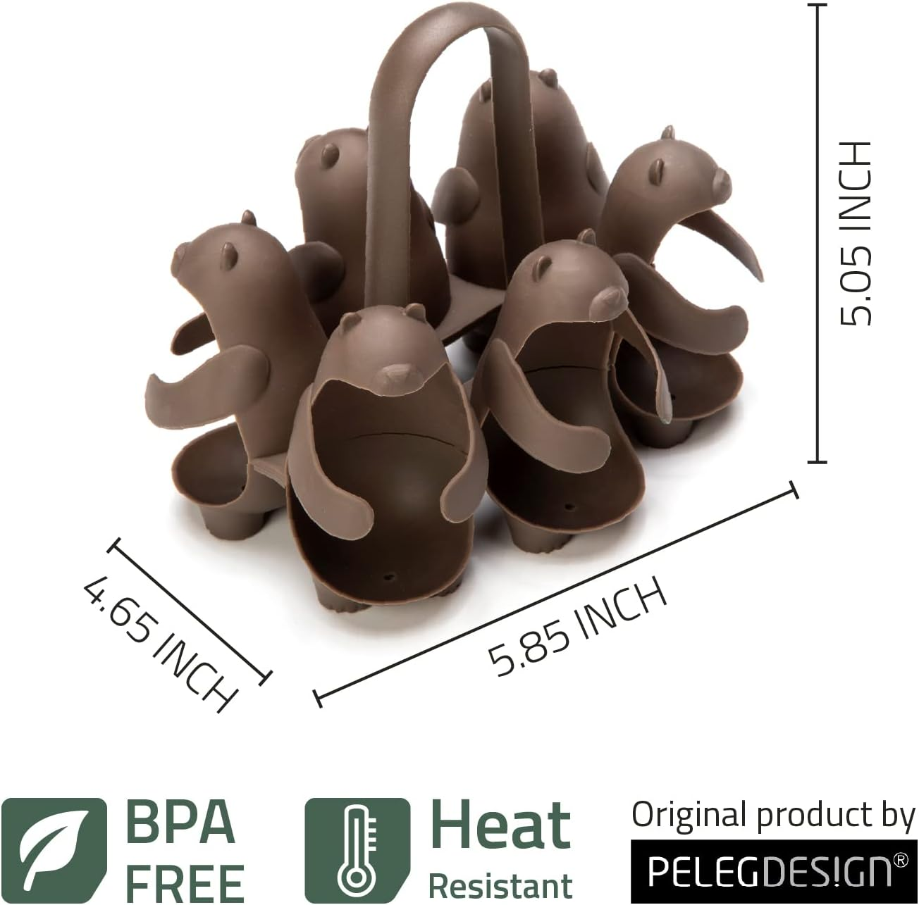 Peleg Design Eggbears 3-In-1 Cook, Store and Serve Egg Holder, Bear-Shaped Boiled Egg Cooker for Making Soft or Hard Boiled Eggs, Holds 6 Eggs for Easy Cooking and Fridge Storage - Bear - Brown image number 4