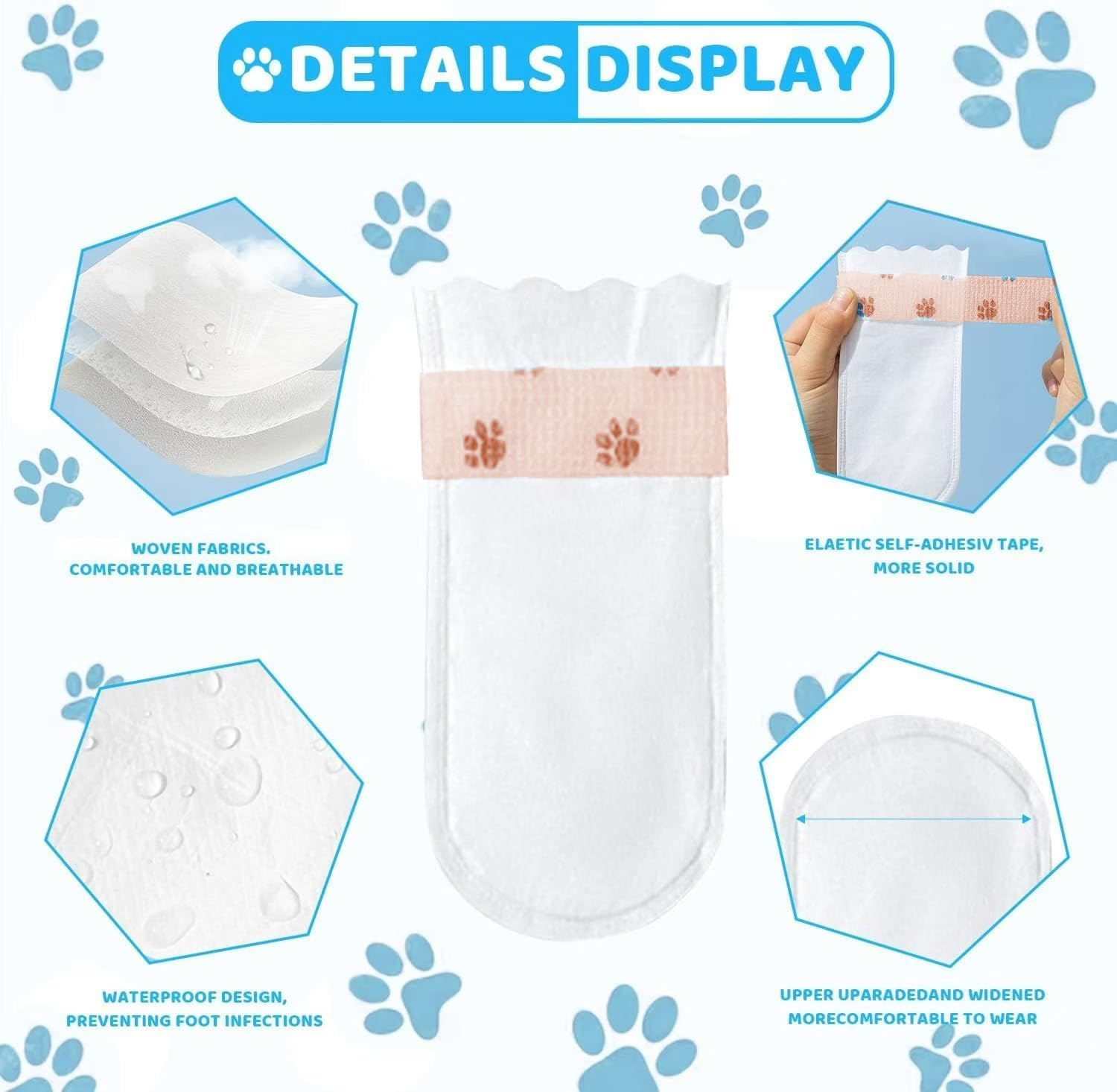 Disposable Dog Boots Paw Protectors Dog Shoes for Small Size Dogs 20 Pcs Pet Shoes with Adjustable Dog Paw Bandage Waterproof Dog Foot Paws Covers Booties for Outdoor & Indoor Walking (White, S) image number 6