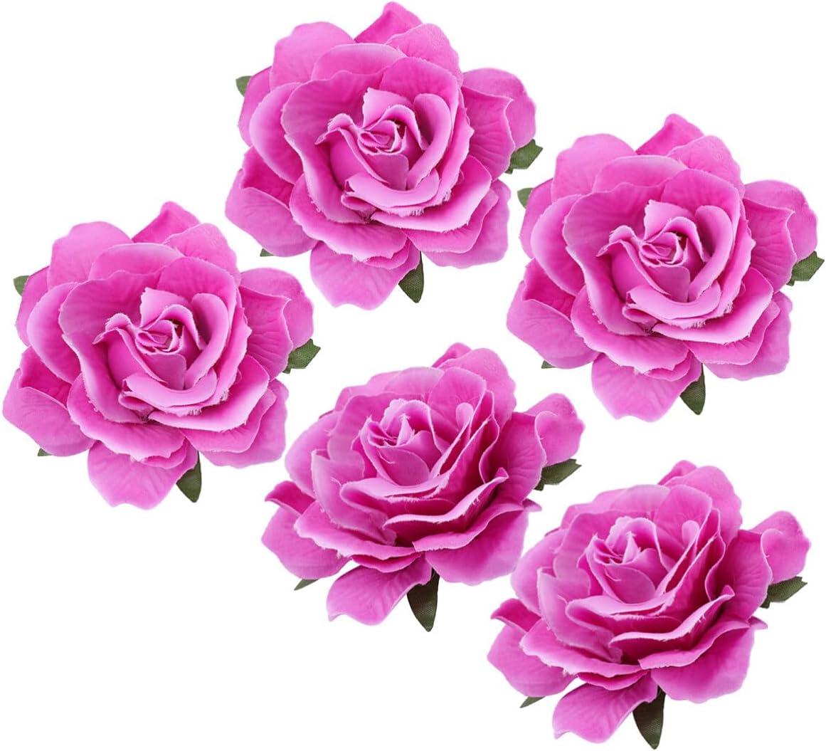 Luxshiny 5Pcs Rose Corsage Flower Brooch Clips for Bridal Hair Accessories Elegant Lifelike Floral for Weddings Parties and Special Occasions - Blue image number 6