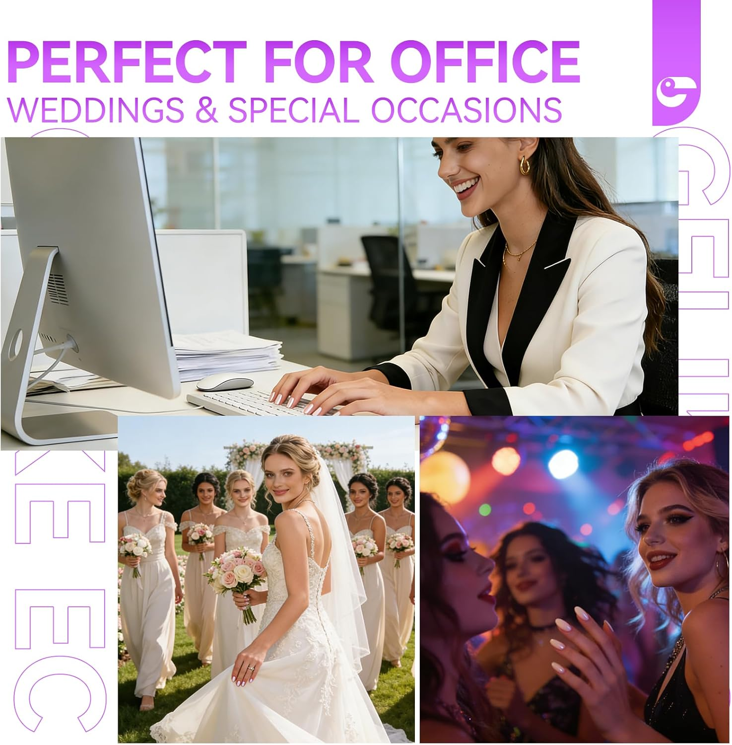 Gelike EC Soft Nail Tips and Glue Kit Uprage Version with Nail Glue, 240 Pieces Medium Almond and Medium Ballet Nail Tips, Nail Clippers, Nail File image number 6