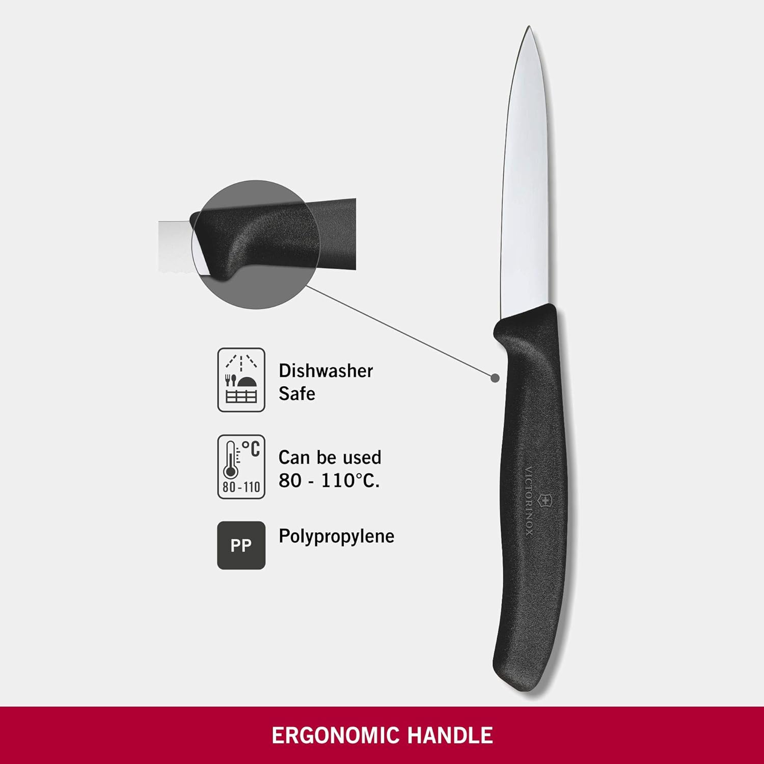Victorinox Swiss Classic Paring Knife, Pointed Blade, Black, 6.7603 image number 6