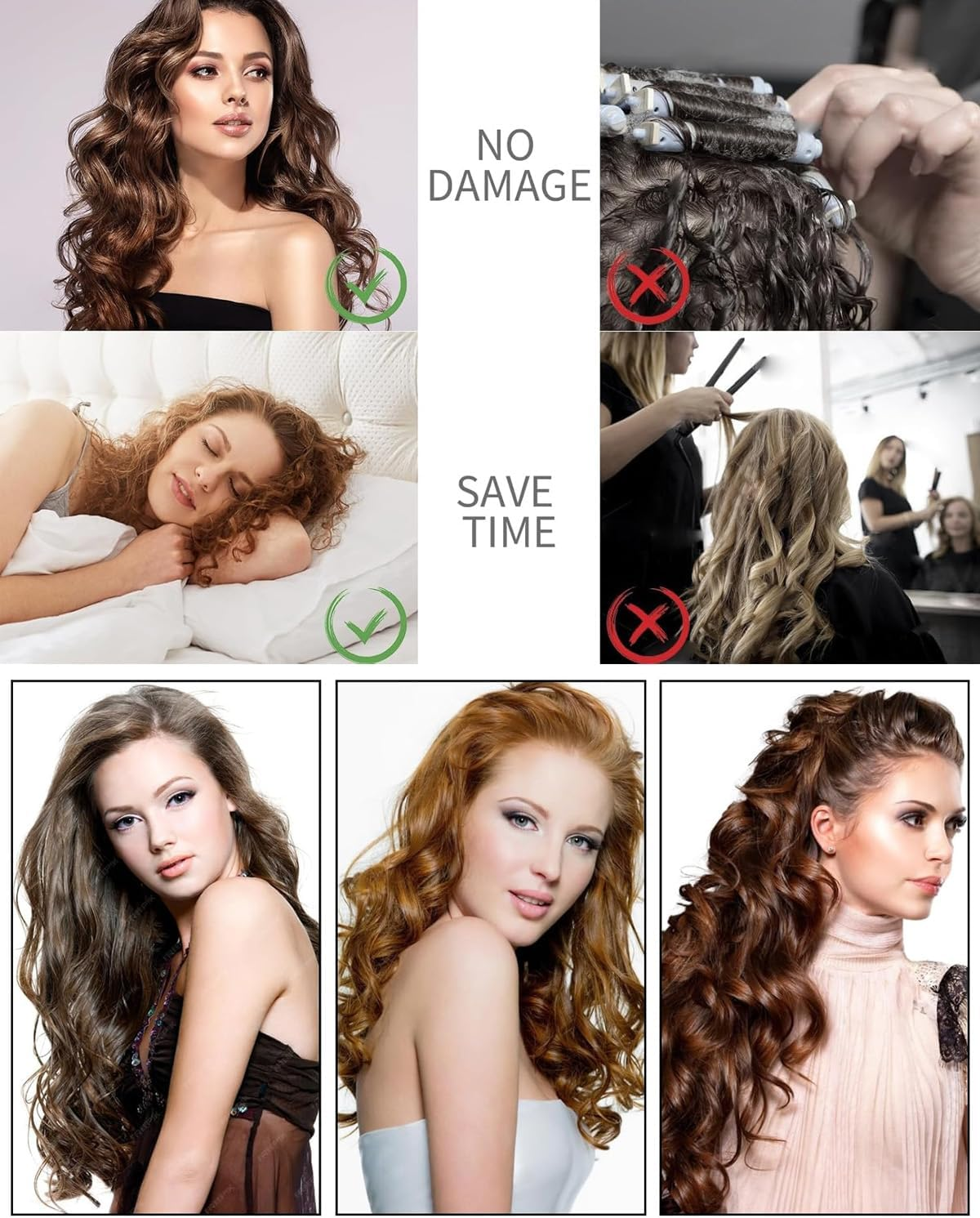 JUKOTA Heatless Curls Band, Overnight Curls without Heat for All Hair Types, Heatless DIY Blowout Hair Curler for Sleeping, Overnight Curling Tape for Long Medium Hair, Pack of 3 image number 2