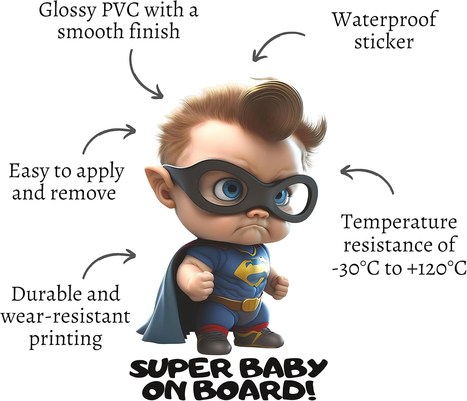 LOL Collection 3D Super Baby on Board Sticker for Cars - New Generation - - Large 7 Inches Safety Baby Sign image number 4