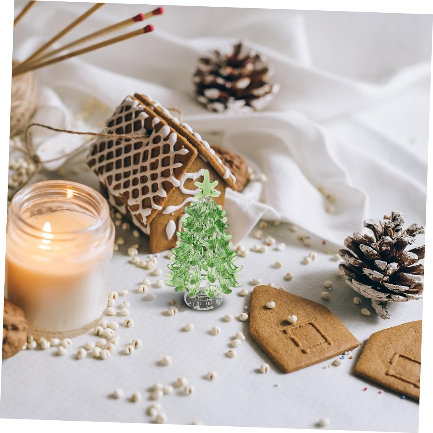 Green Mini Crystal Xmas Tree Desktop Christmas Tree Ornament Festive Decor image number 4