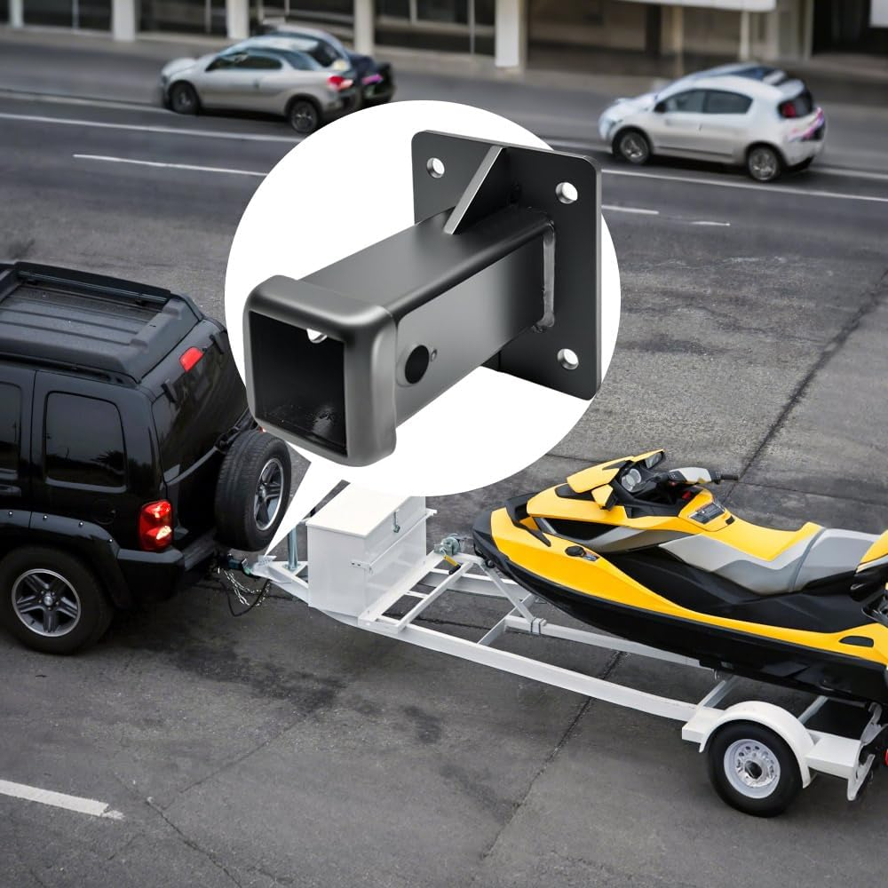 ALSTON Bolt on Hitch Receiver Heavy Duty Plate Tube Wall Mount 2 Inch Opening Universal Pintle Hitch Extender for Trailer Towing Bike and Cargo Hanging Organiser image number 4