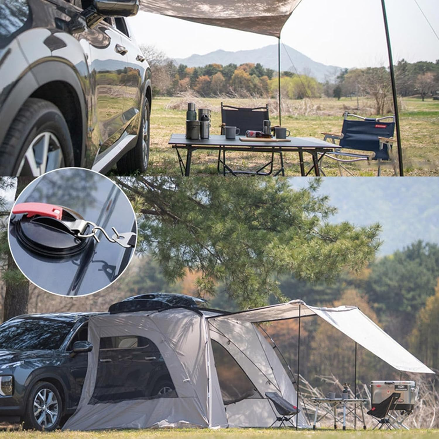 Zalizr 2 Pcs Heavy Duty Window Suction Cups, Vacuum Suction Cup Hangers with Securing Hooks, Camping Essentials Anchor for Car Side Awning, RV, Boat, Truck image number 5