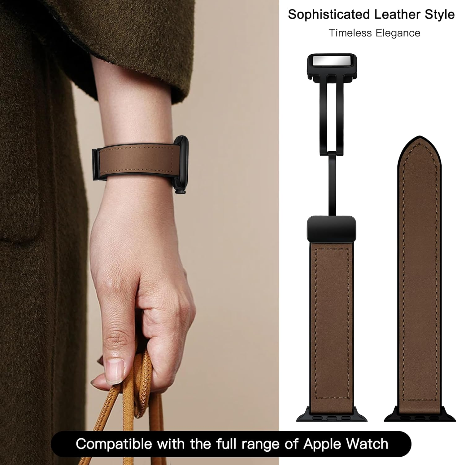 Mazuboho Leather Bands for Apple Watch Band 49Mm 46Mm 45Mm 44Mm 42Mm, Vintage Leather with Adjustable Magnetic Buckle for Apple Watch Strap Ultra 3, Ultra 2, Ultra, Series 11 10 9 8 7 6 5 4 SE 3 2 1 image number 4