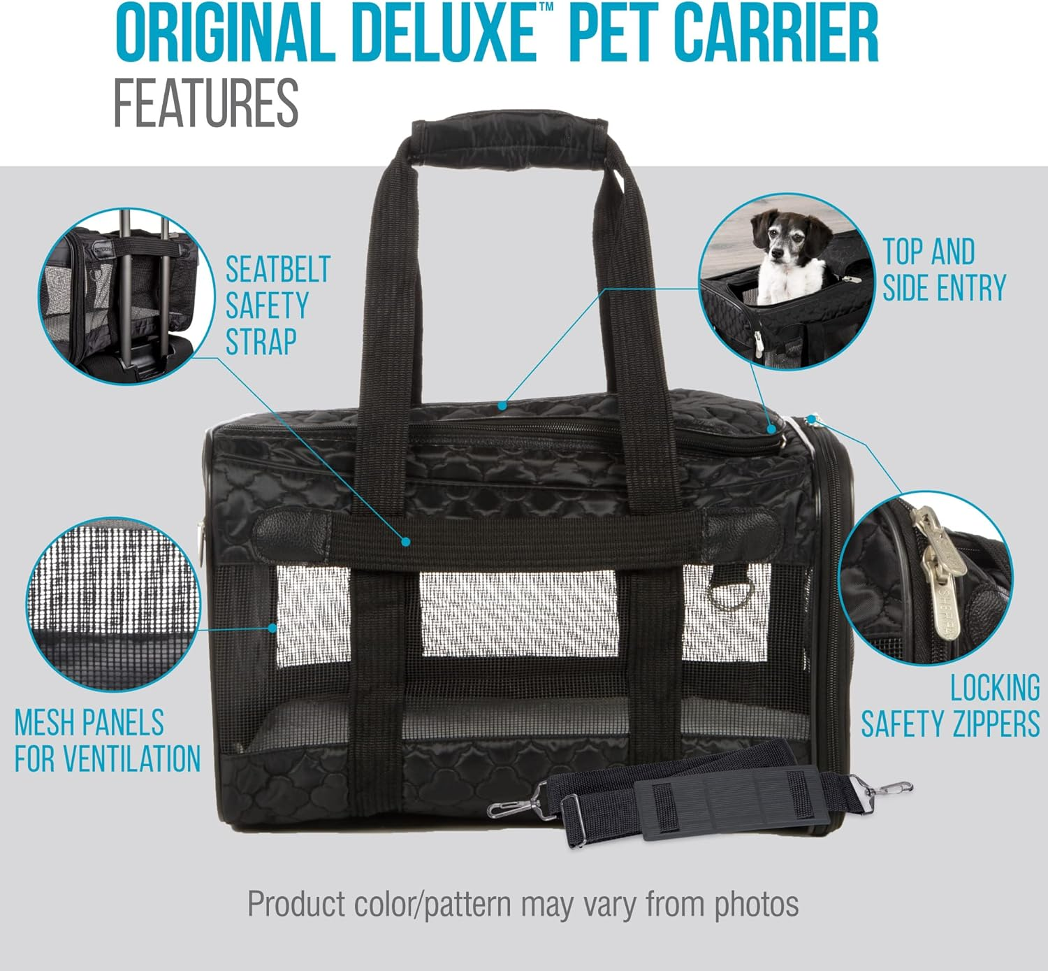 Sherpa Original Deluxe Travel Pet Carrier, Airline Approved - Black Lattice, Large image number 1