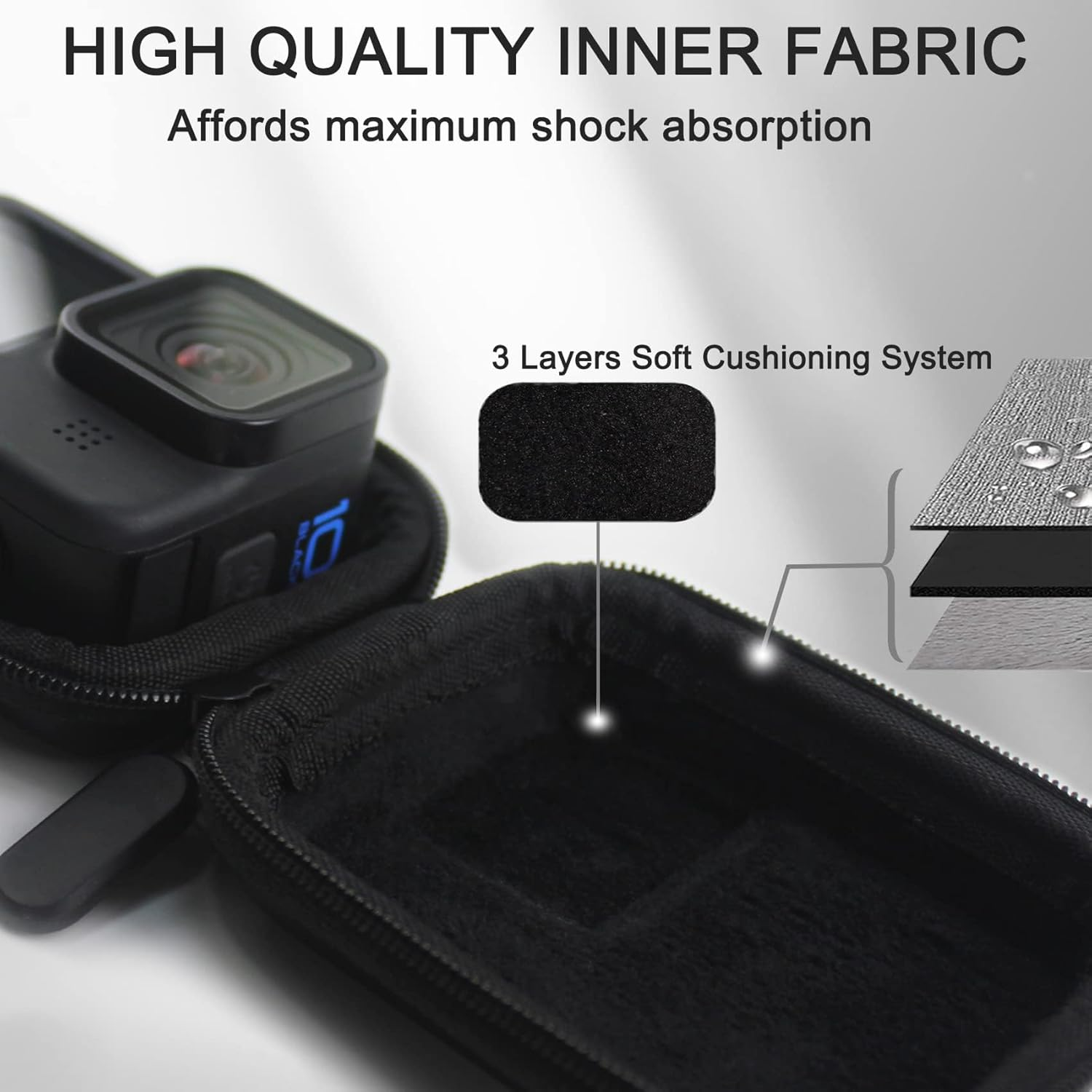 Shell Case for Go Pro,Rugged Hard Compact Travel Camear Storage Organiser with Carabiner Clip,Protective Bag for Insta360/Dji Mini 4 Pro/Kids Camera DJI Action 5 Pro/4/3 & Hero 13 Accessories Black image number 5