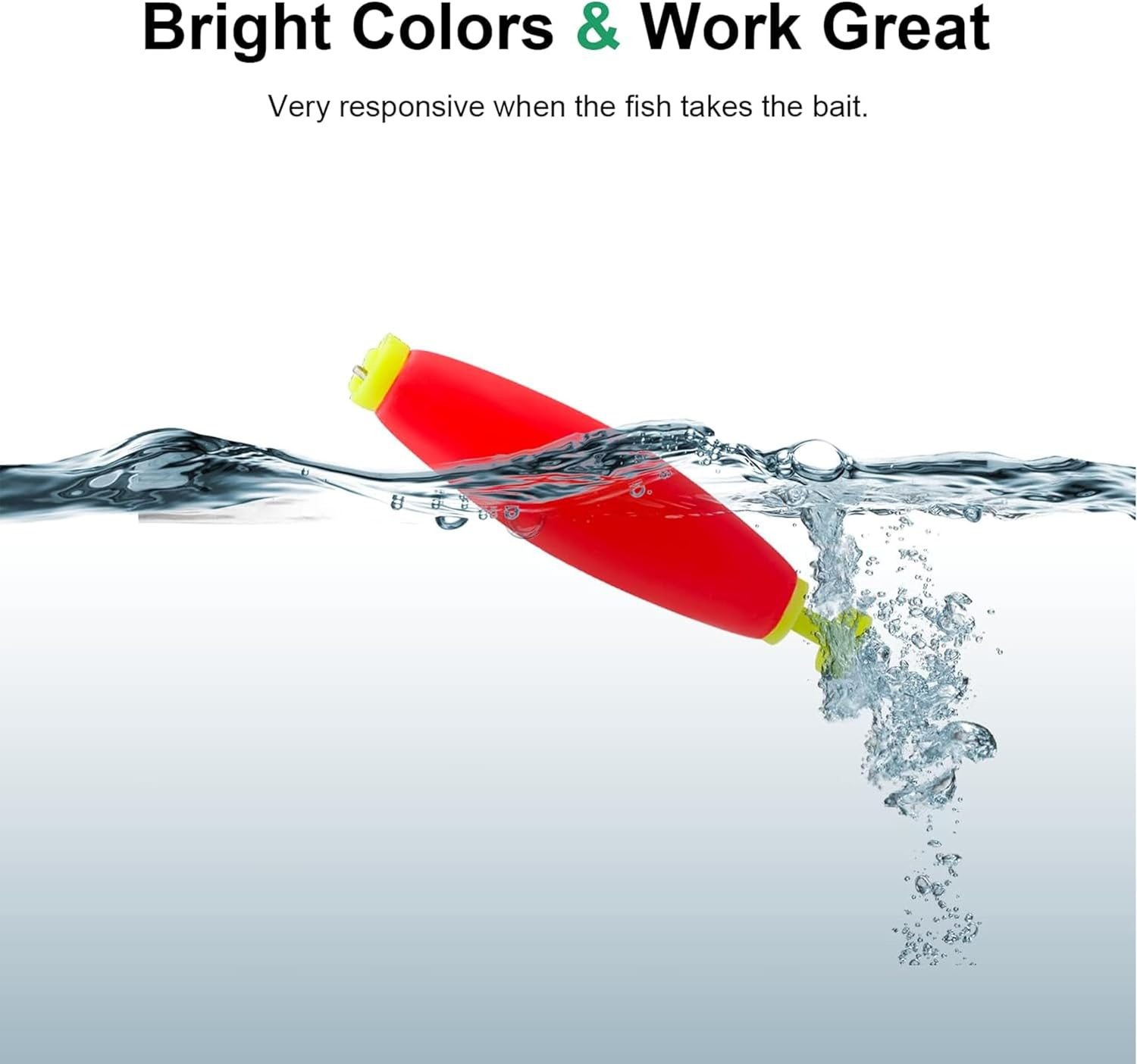 Fishing Bobbers, 15-Pack, B-Ball Shape Weighted Foam Snap-On Floats for Bluegill, Crappie, Bass, Trout, Enhanced Visibility image number 2