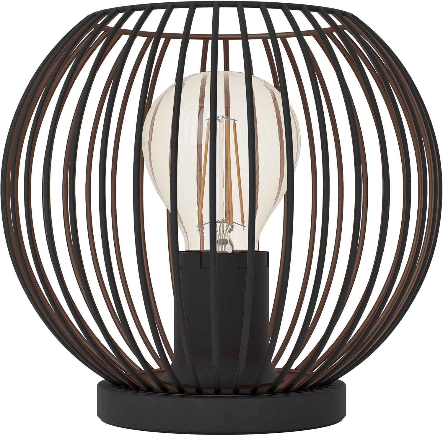 Eglo Bedside Lamp Almanzora, round Table Light Fitting, Living Room and Bedroom Lighting, Metal in Black and Copper, E27 Socket, &Oslash; 20 Cm image number 4