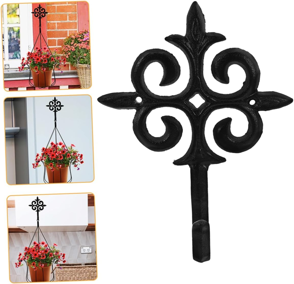 PHENOFICE 2Pcs European Style Garden Hanging Basket Planter Hanging Rack Planter Hooks Iron Plant Hanger Hook Garden Supply Gardening Plant Hook Rack for Planter Plant Holder Wall Mount image number 4
