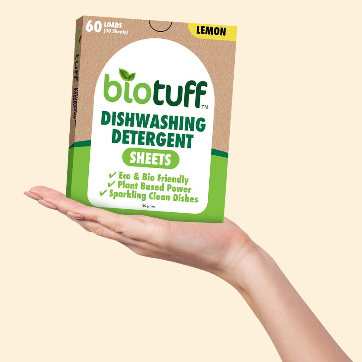 Biotuff Dishwasher Detergent Sheets - Eco Friendly, Biodegradable & Plastic Free - Powerful Grease Cutting Formula - Lightweight & Convenient Dishwashing Solution | 30 Sheets image number 6