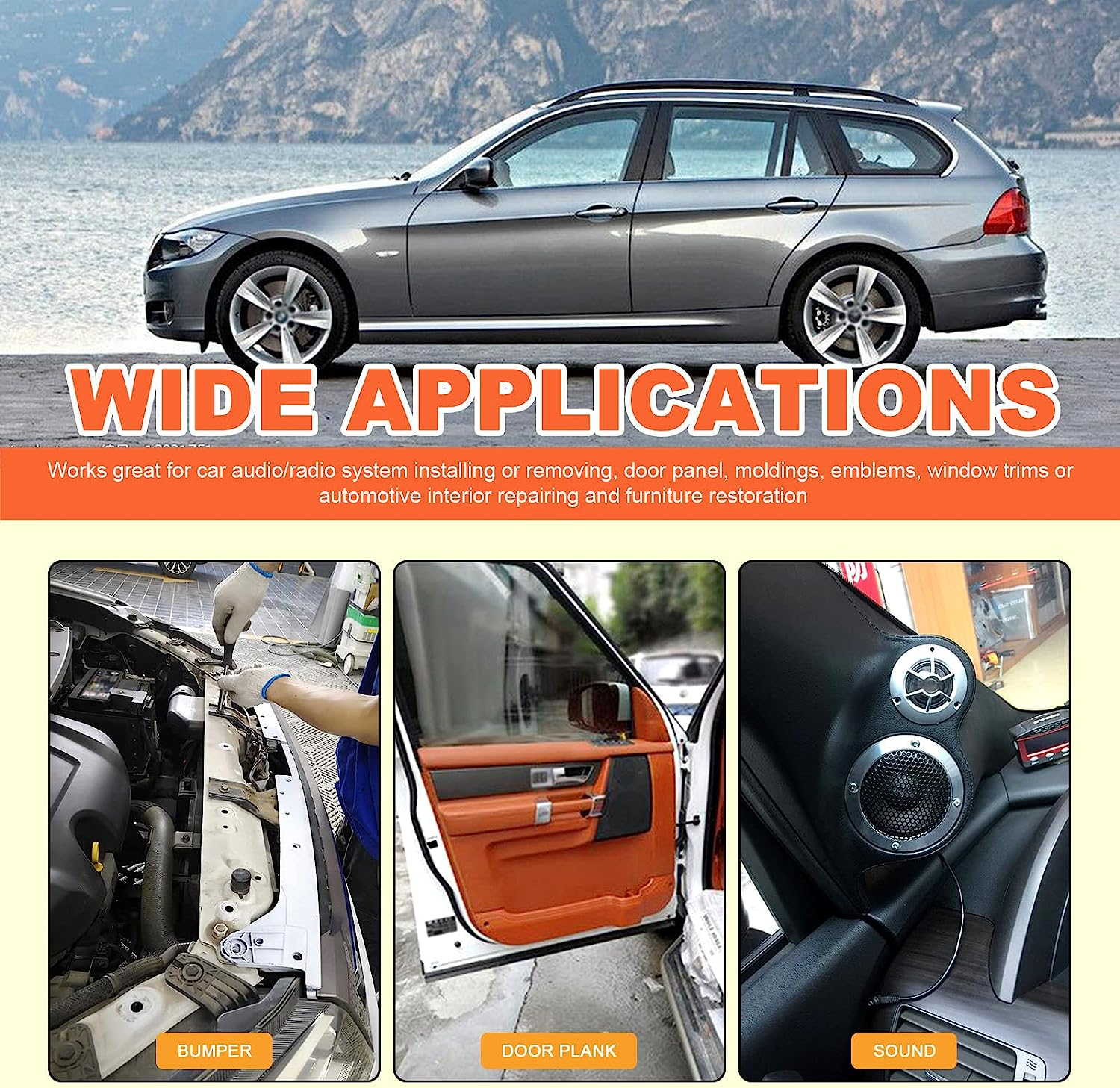 Tanstic 8Pcs Auto Trim Removal Tool Kit, Plastic No-Scratch Pry Tool Kit, Car Interior Trim Removal Tools, Fastener Remover, Car Panel Door Window Molding Tools for Car Audio Radio Panel (Red) image number 1