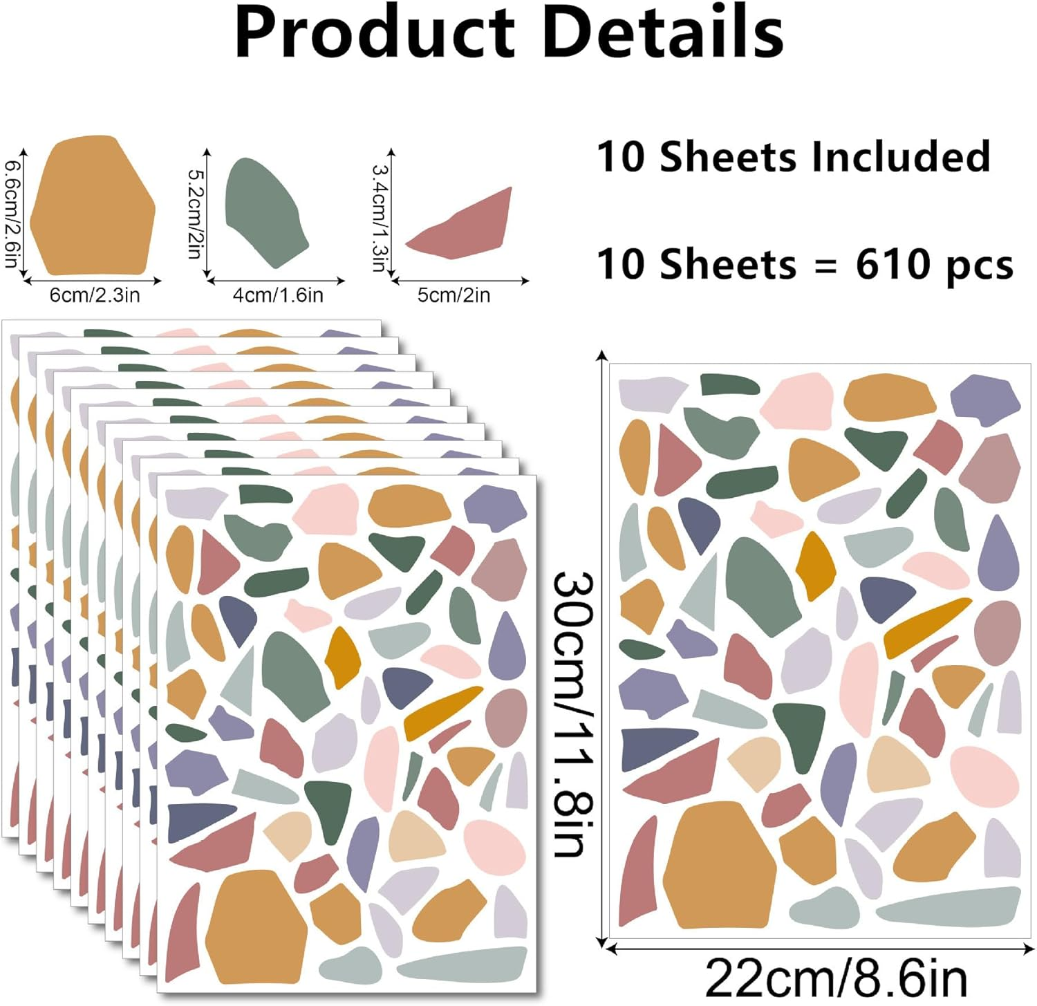 DIY Irregular Marble Wall Stickers, Water Proof and Removable Wall Art Stickers, Wall Murals for Living Room Bedroom Background, 10 Pieces PVC Wallpaper 30 * 22Cm. image number 5