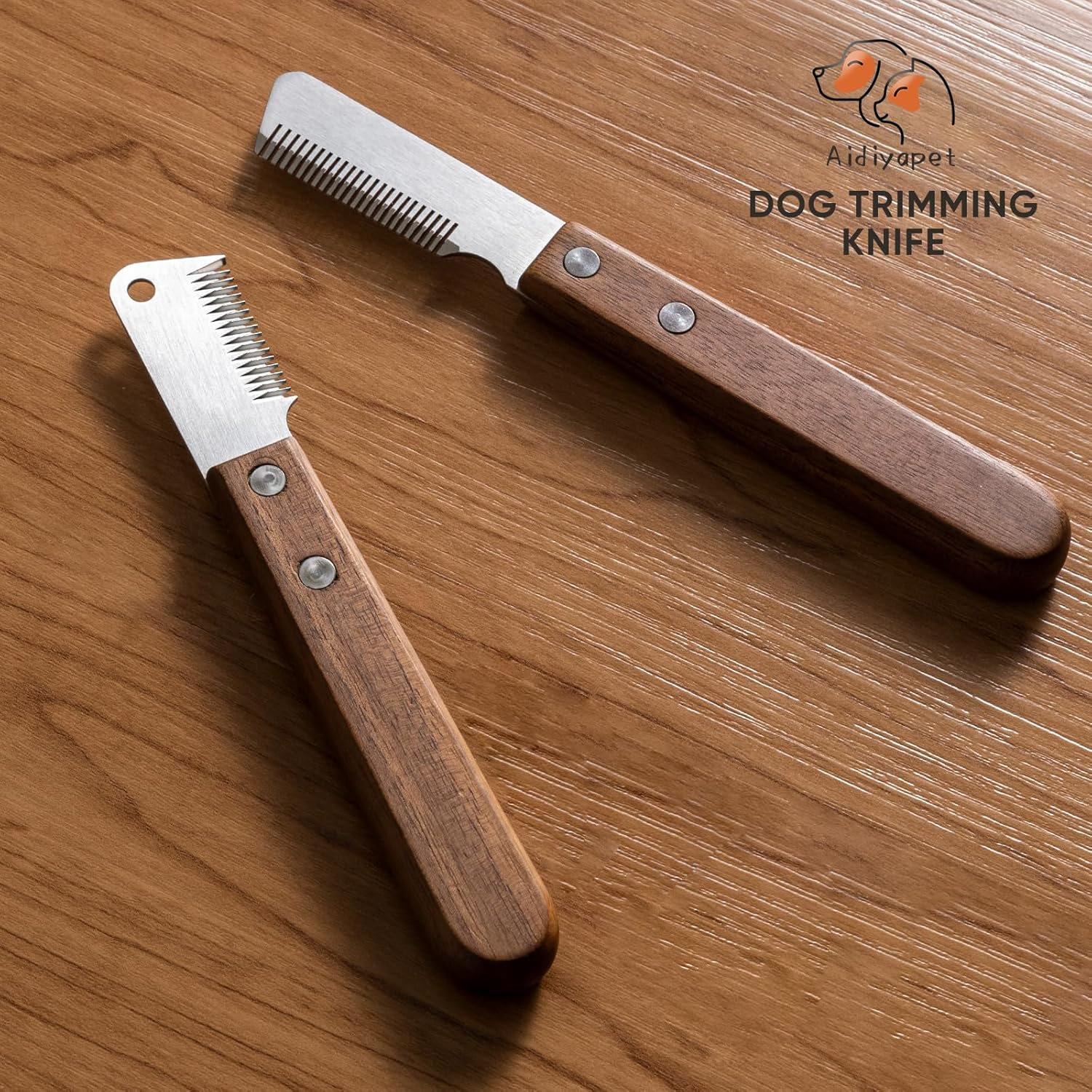 Dog Trimming Knife Stripping Knife Ergonomic Undercoat Top Hair Trim Knife Made of Hardened and Ground Stainless Steel with Ergonomically Shaped (Brown) image number 6