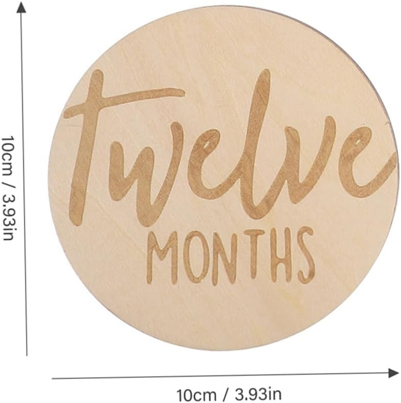 Bestonzon 12 Pcs Wooden Double Sided Monthly Milestone Discs Growth Signs Photo Props Newborn Announcement Cards for Pregnancy Journey and Nursery Decoration image number 2