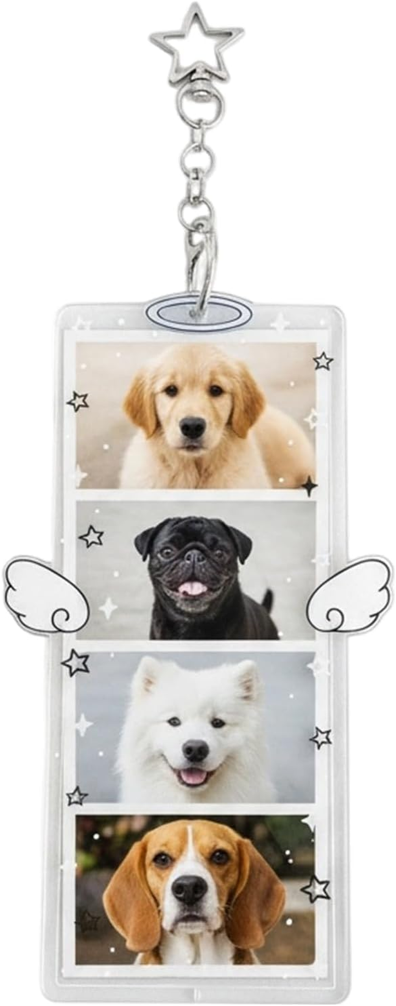 Photo Keychain Holder,17X9Cm Cute DIY Cartoon Wing Clip,Clear Acrylic Photo Keychain Holder - for Men Kids Girls Friends Key Bag Purse Wallet Pocket Valentines Day