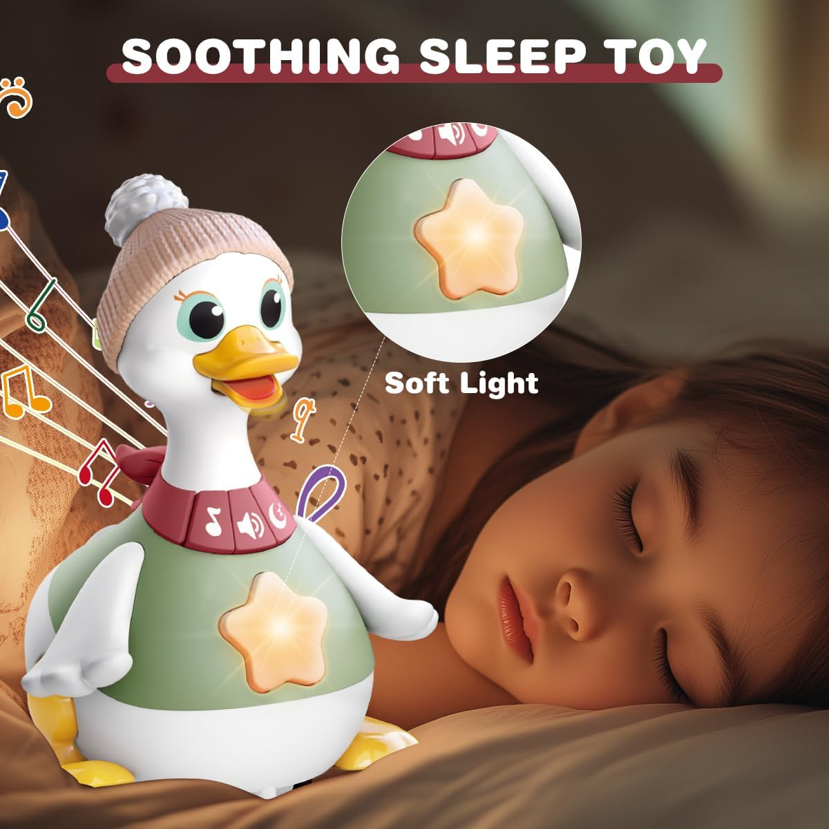 Kaekid Baby Toys 6-12 Months Musical Dancing Duck Toy Set with Music & Lights, Tummy Time Toys, Crawling and Interaction Modes, 1 Year Old Girl Boy Baby Christmas Birthday Gifts image number 4