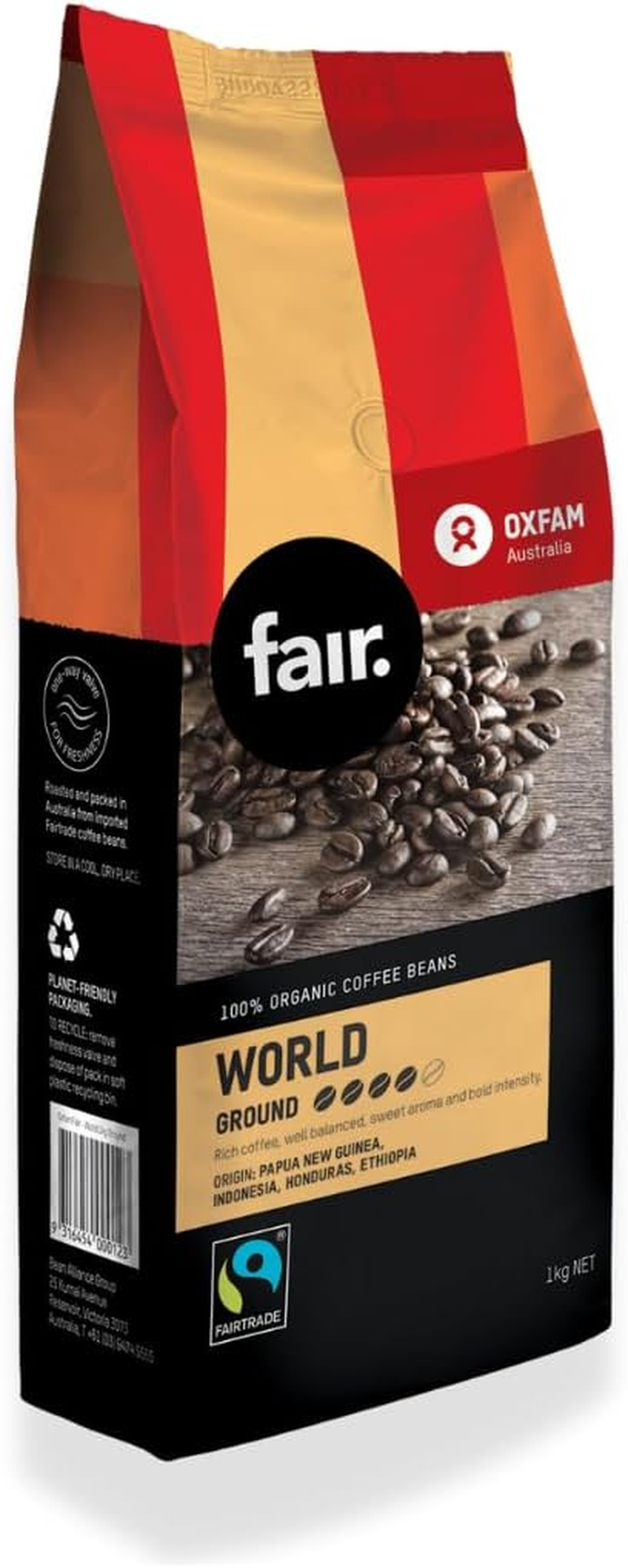 Oxfam Fair Fairtrade Organic World Blend Ground Coffee 1Kg image number 1