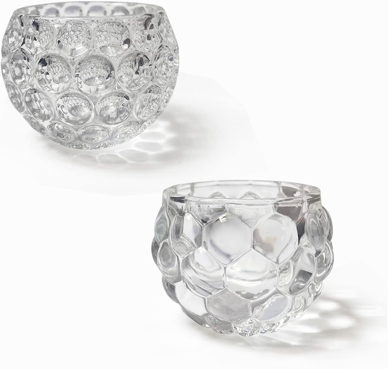 Crystal Circular Candle Holders，Small Glass Candlestick Holders, Clear Glass Candle Holders Bulk for Table Centerpiece,Wedding ,Valentines Day, Party, Windowsill, Festival（2 PCS） image number 2