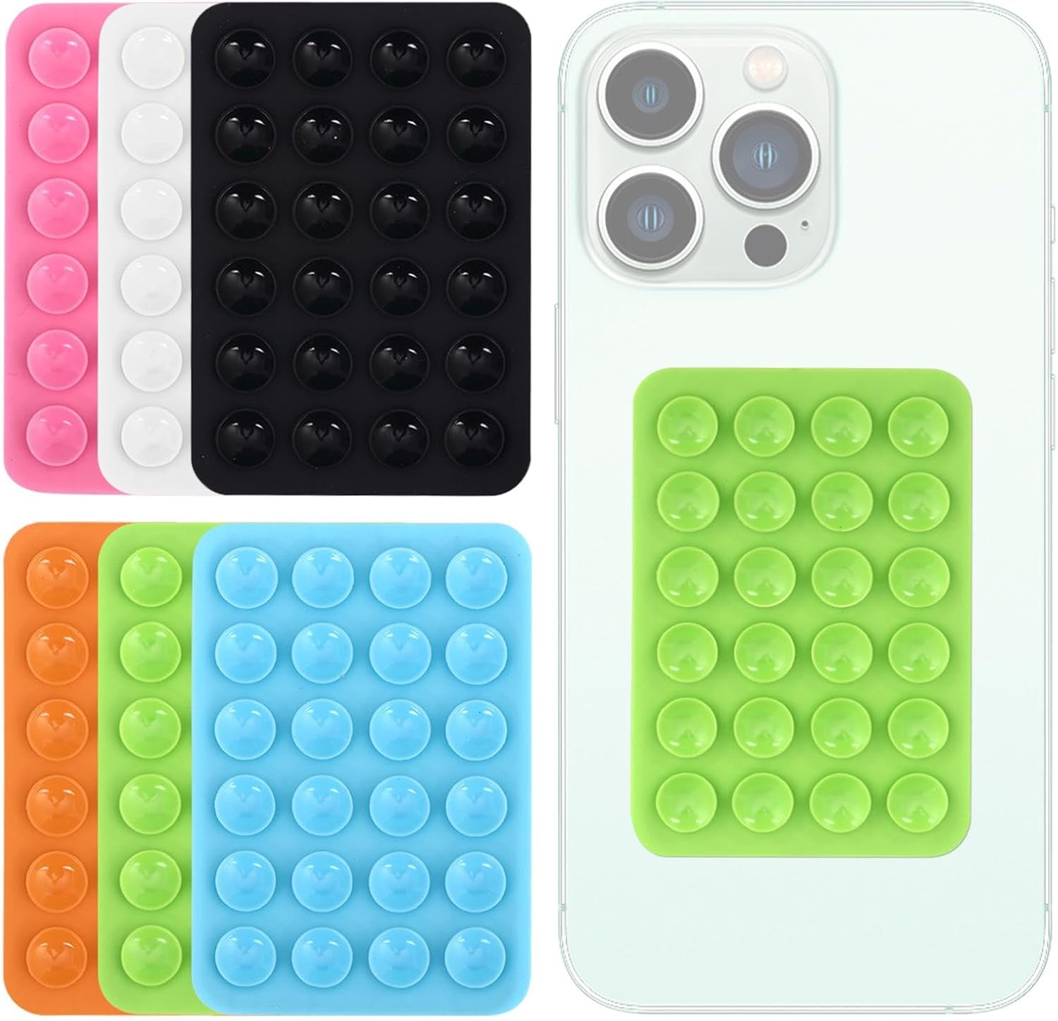 6Pcs Silicone Suction Phone Case Adhesive Mount,Suction Phone Case Mount,Self-Adhesive Anti-Slip Suction Phone Holder,Non-Slip Sticky Phone Grip for Selfies and Videos image number 2