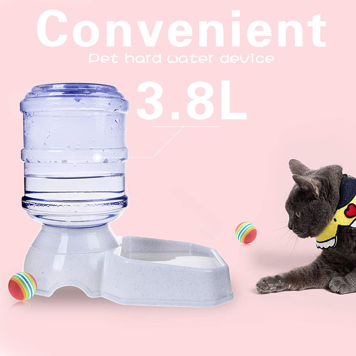 Pet Water Dispenser Station - 1 Gal Replenish Pet Waterer for Dog Cat Animal Automatic Gravity Water Drinking Fountain Bottle Bowl Dish Stand image number 4