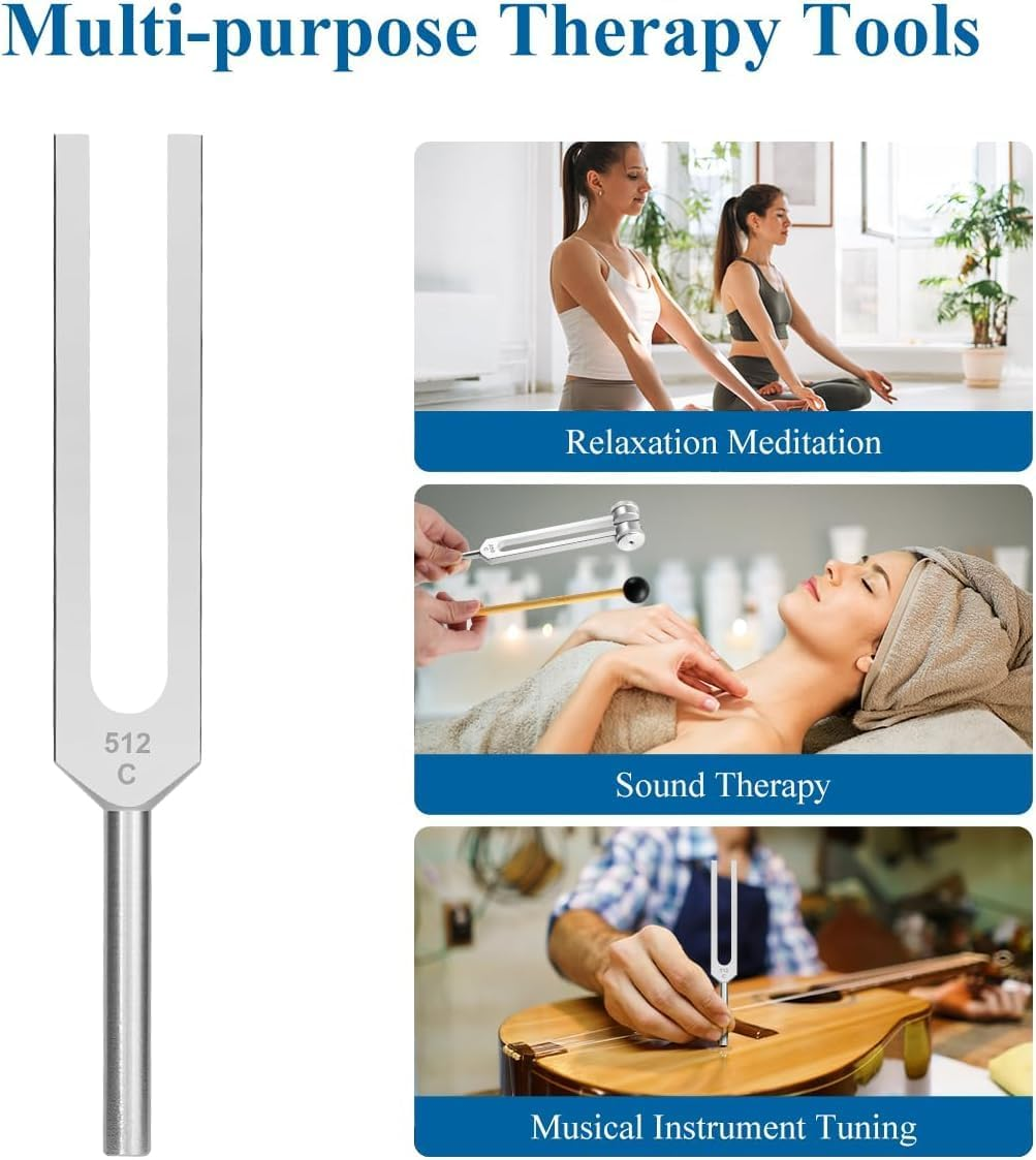 Tuning Fork Set (128Hz, 256Hz, 512Hz) with Reflex Hammer & Storage Bag - Professional Grade Aluminum Alloy Forks for Sound Healing, Chakra Balancing, Medical Exams & Yoga Therapy image number 5