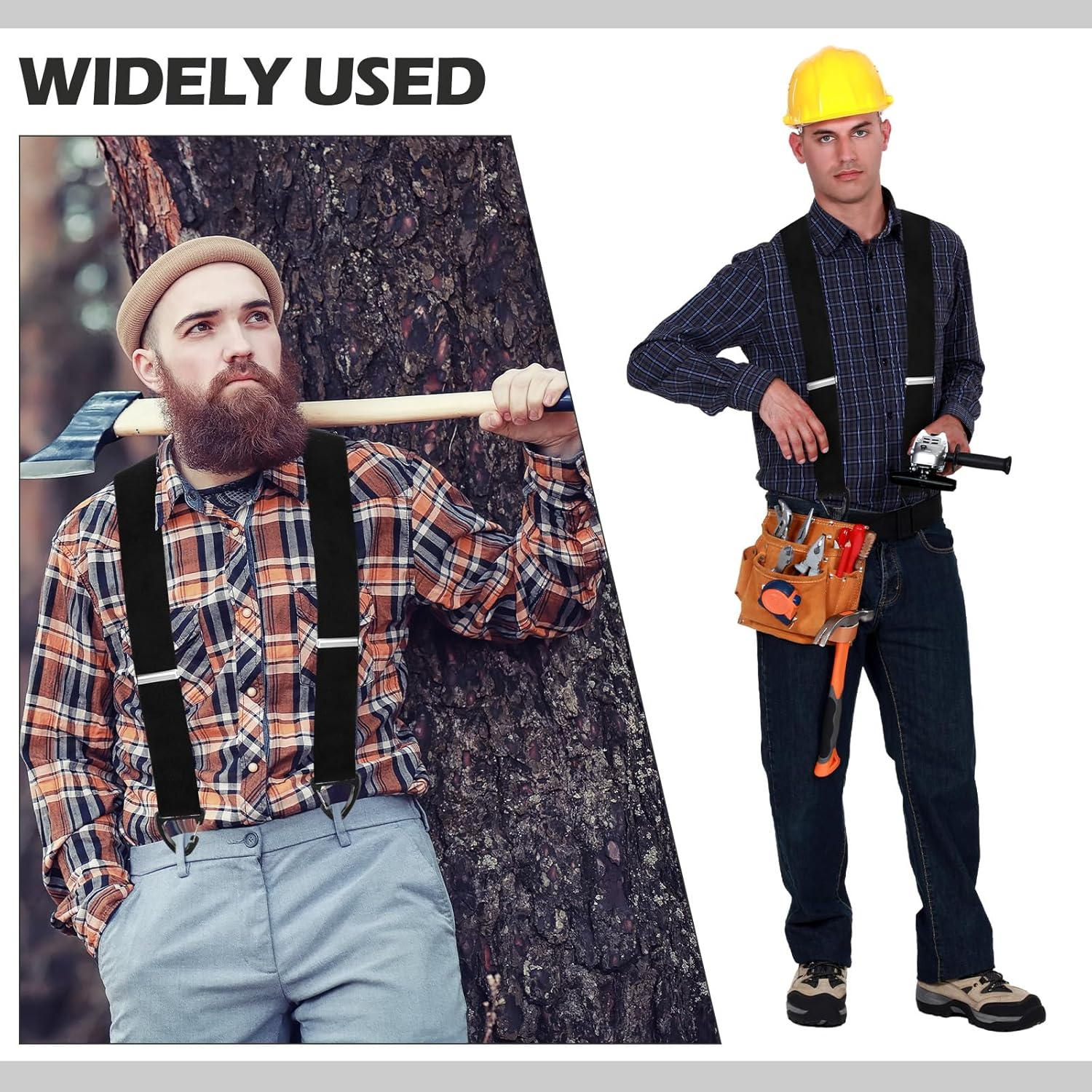 Chicingyou 2 Inches Wide Men'S Heavy Duty Suspender Hidden Work X Back Tool Adjustable Suspenders with Clips for Men under Clothes Shirt Jeans Pants image number 4