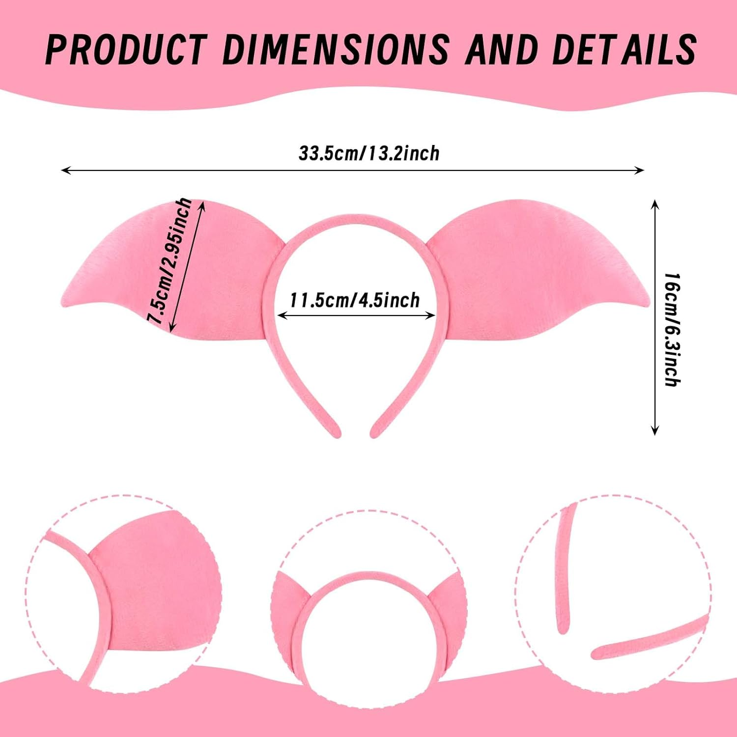 Kavoc 4 Pcs Halloween Animal Costume Headbands - Tiger, Pig, Bear & Donkey for Animal Themed Party image number 2