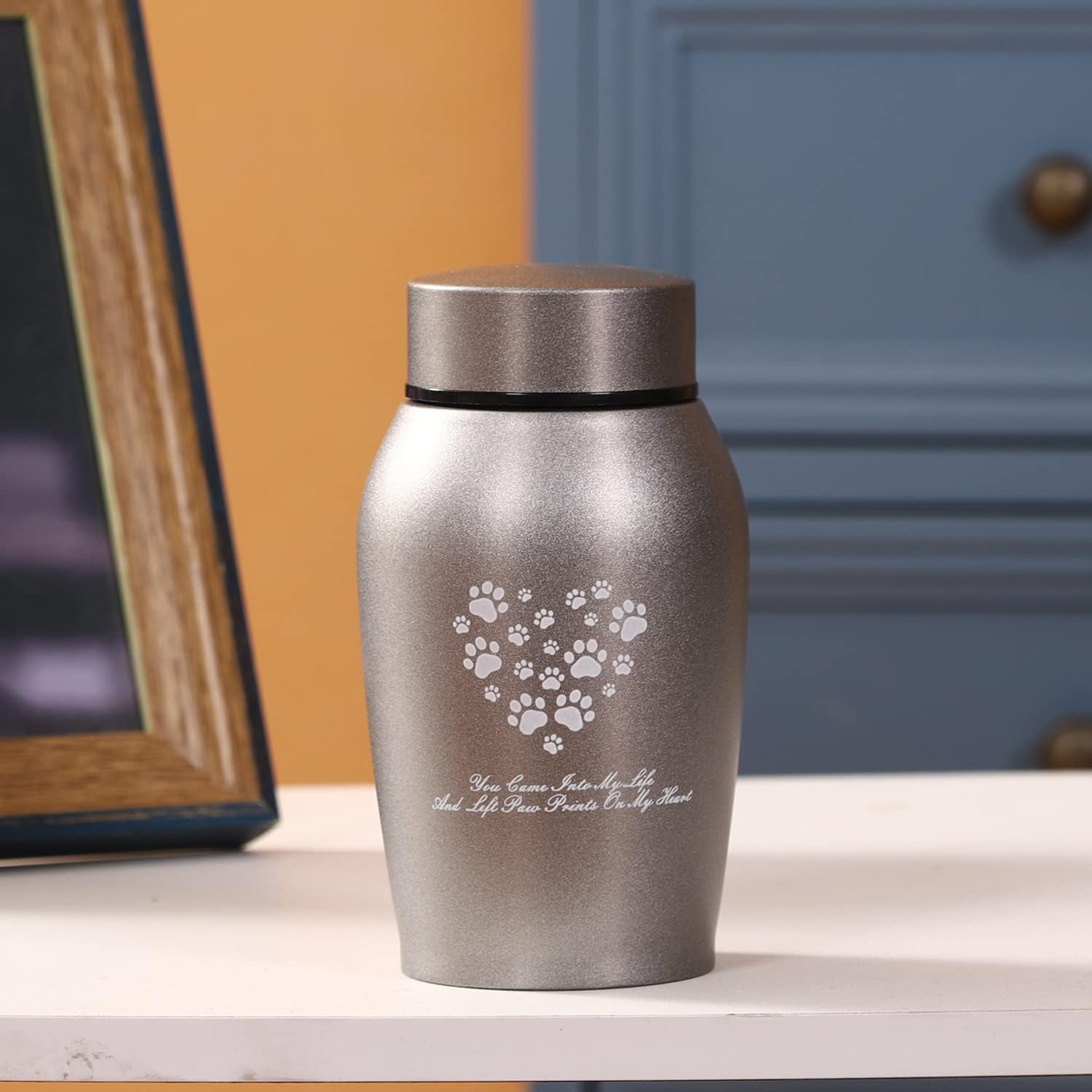 Youdear Memorials Stainless Steel Pet Urn for Dog and Cat Ashes - Premium, Suitable Size (Small, Grey) image number 6
