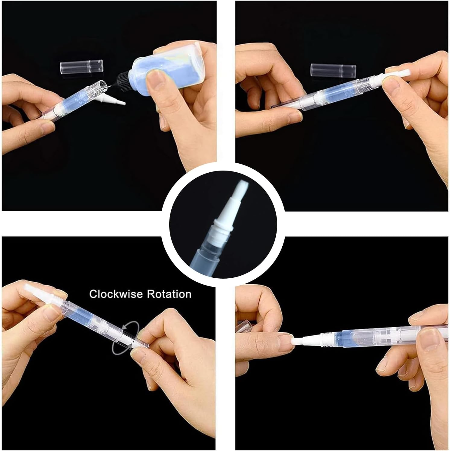 Agwenkui Transparent Twist Pens, 6 Pack 2 Ml Disposable Nail Twist Pens - Empty Cuticle Oil Pen with Fine Brush Tip for Liquid Nails Application and Cuticle Care Refillable Cosmetic Container Pen image number 5