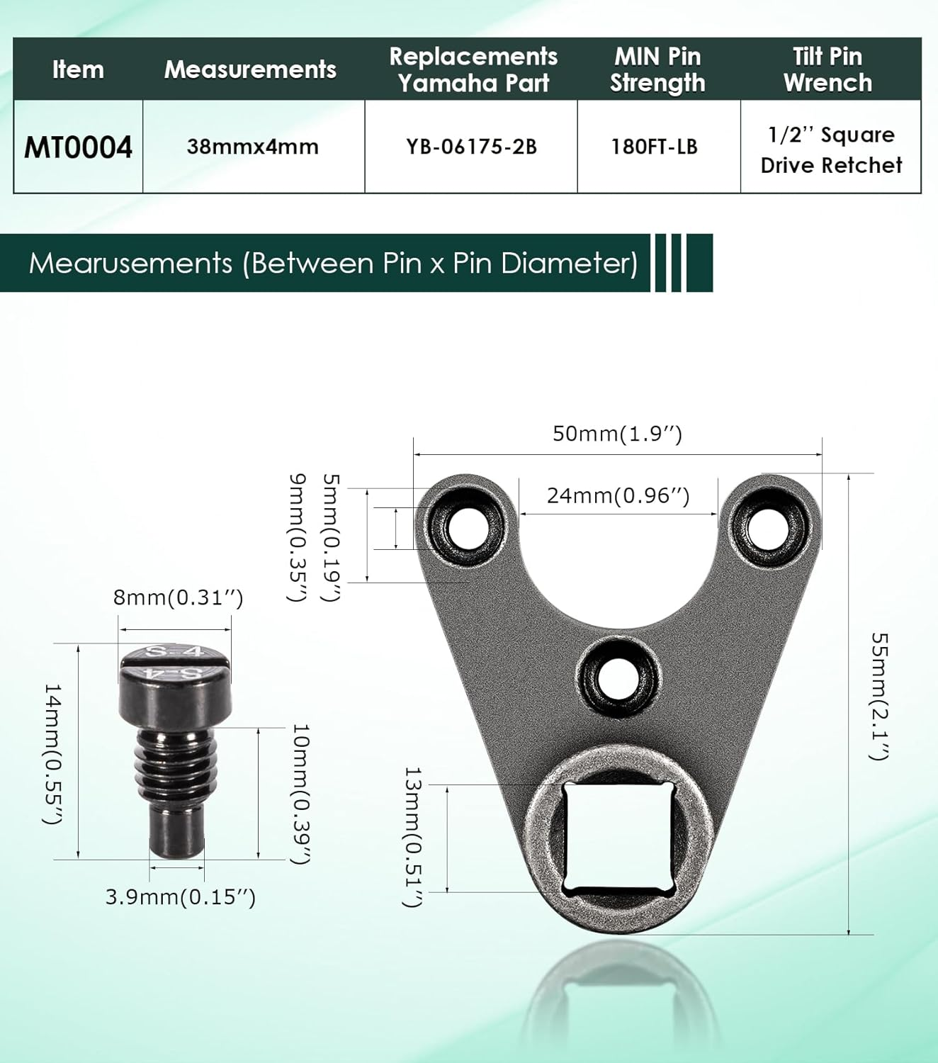 Yoursme Trim/Tilt Pin Wrench Mt0004-38Mm X 4Mm for ALL Seastar Steering Cylinders & for Yamaha 4 Stroke V6 Remove Hydraulic Cylinders Trim/Tilt Caps
