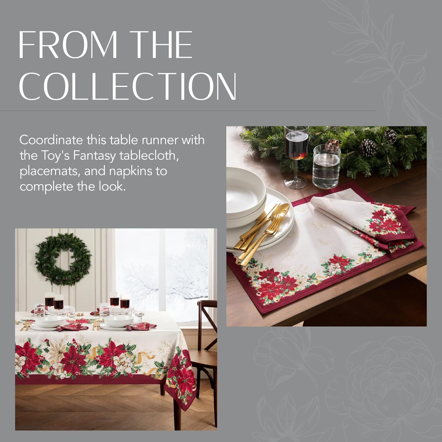 Elrene Home Fashions Villeroy & Boch Toy'S Fantasy Holiday Engineered Table Runner, 13"X70", Multi image number 7